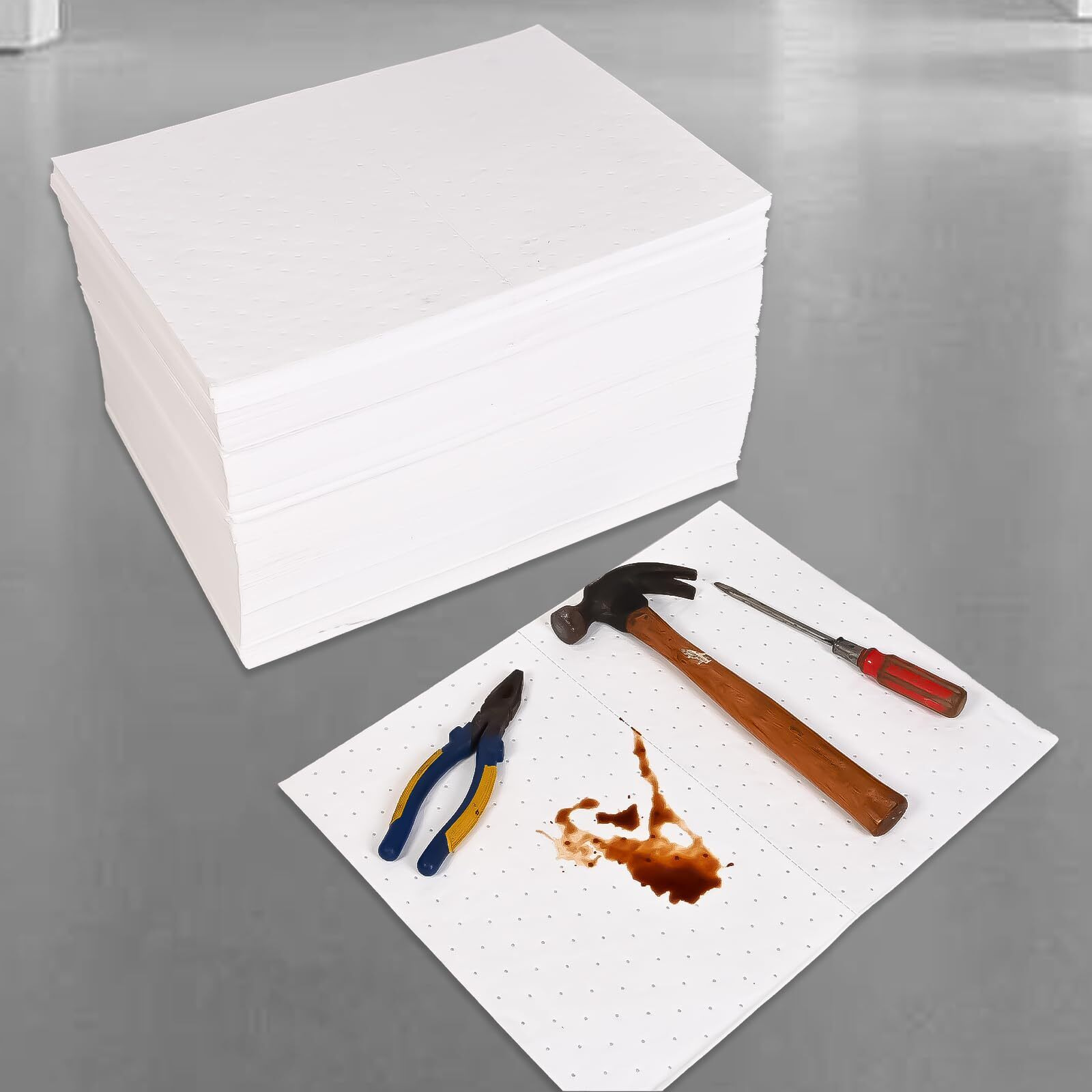 Aain Heavyweight Oil Absorbing Pads | White Absorbing Heavy Weight Oil-Only Absorbent Mat Pad | 15"" X 20"" | 200 Oil Absorbent Pads |