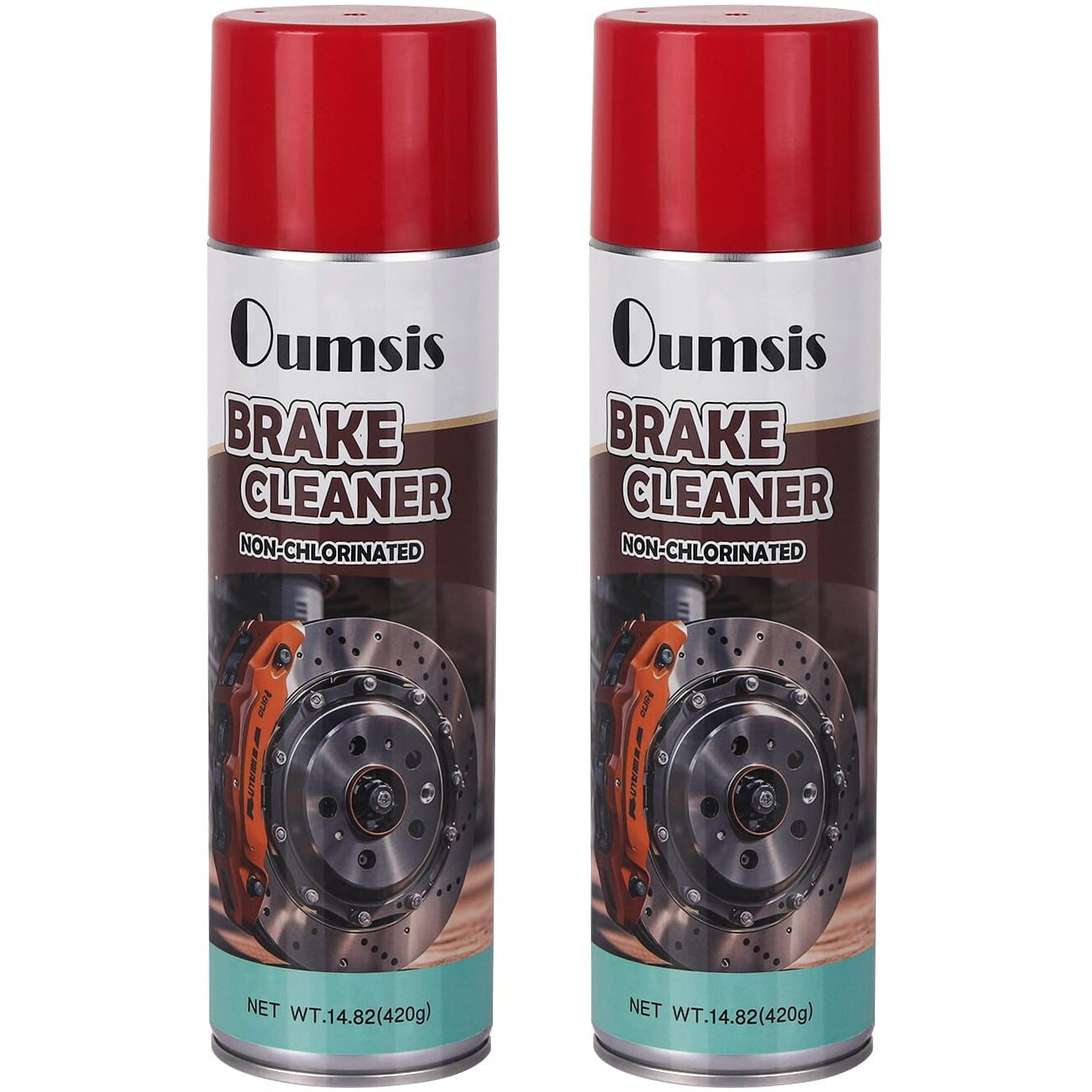 Oumsis Brake Cleaner, Non-Chlorinated Brake Cleaner Spray Can, Oil-Dust-Rust Remover For Disc, Caliper, Spring, Clutch, Rotor, Pad, 14.82 Oz 2Can