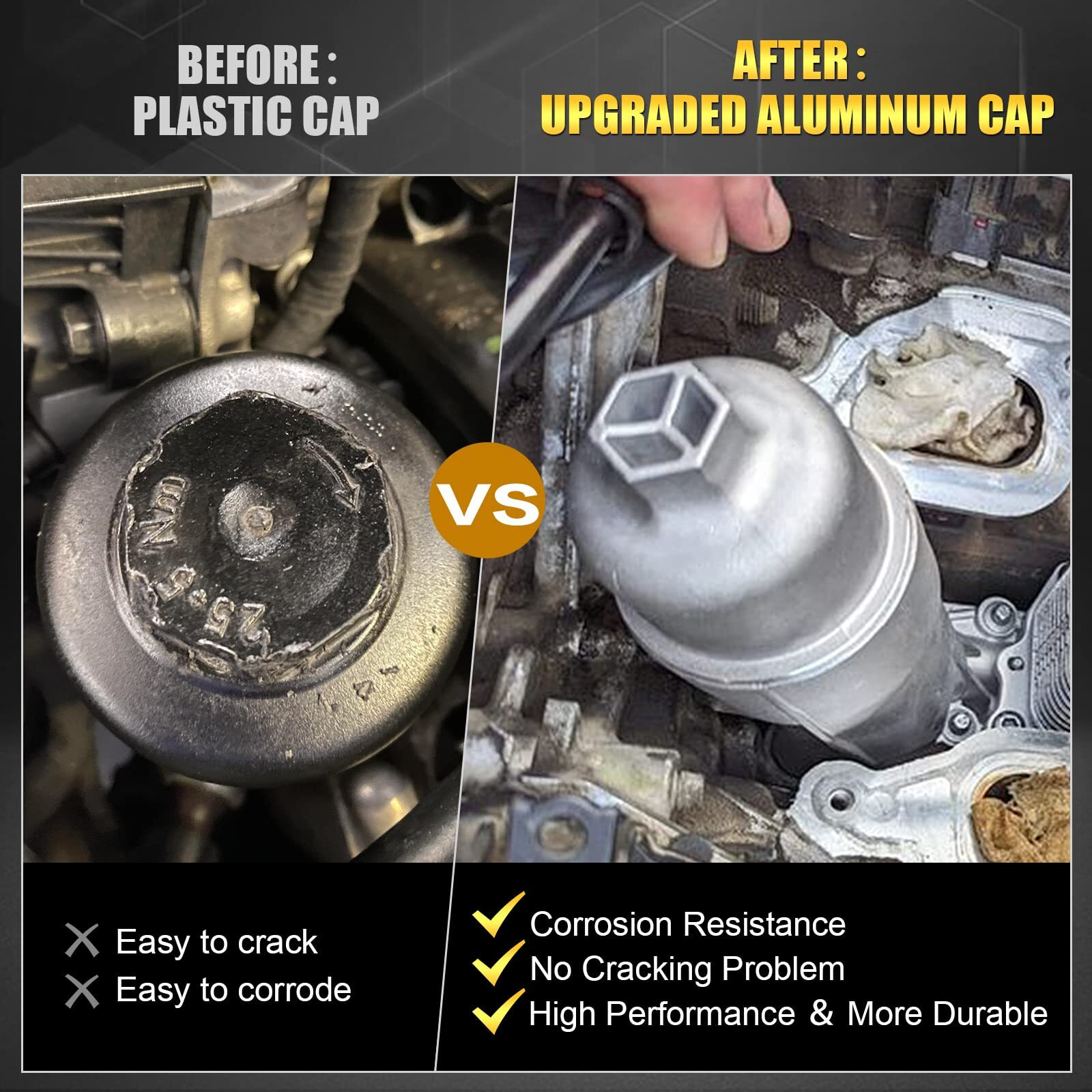 926-959 Upgraded Full Aluminum Engine Oil Filter Housing With Oil Cooler Sensors And Gaskets Compatible With Dodge Charger Challenger Journey, Wrangler, Ram Promaster 3.6L V6, Chrysler 200 300