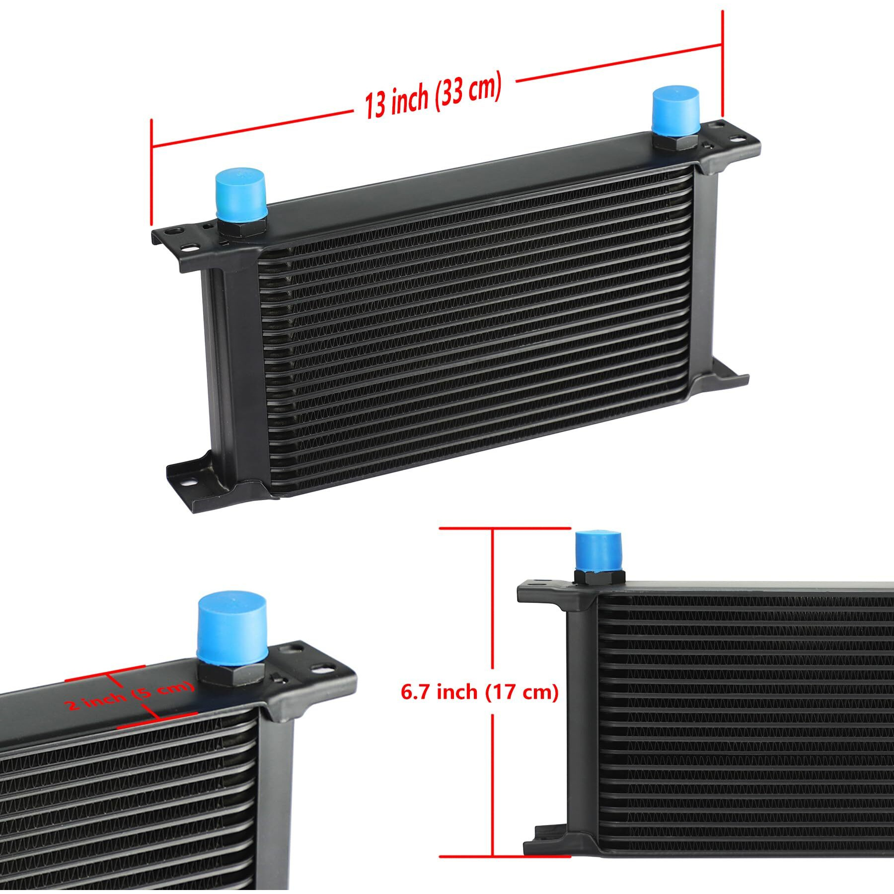 Ucreative 19 Row 10An An10 Aluminum Engine Transmission Oil Cooler Kit Stacked Plate With 6An 8An Adapter Universal Engine Transmission British Radiator Black