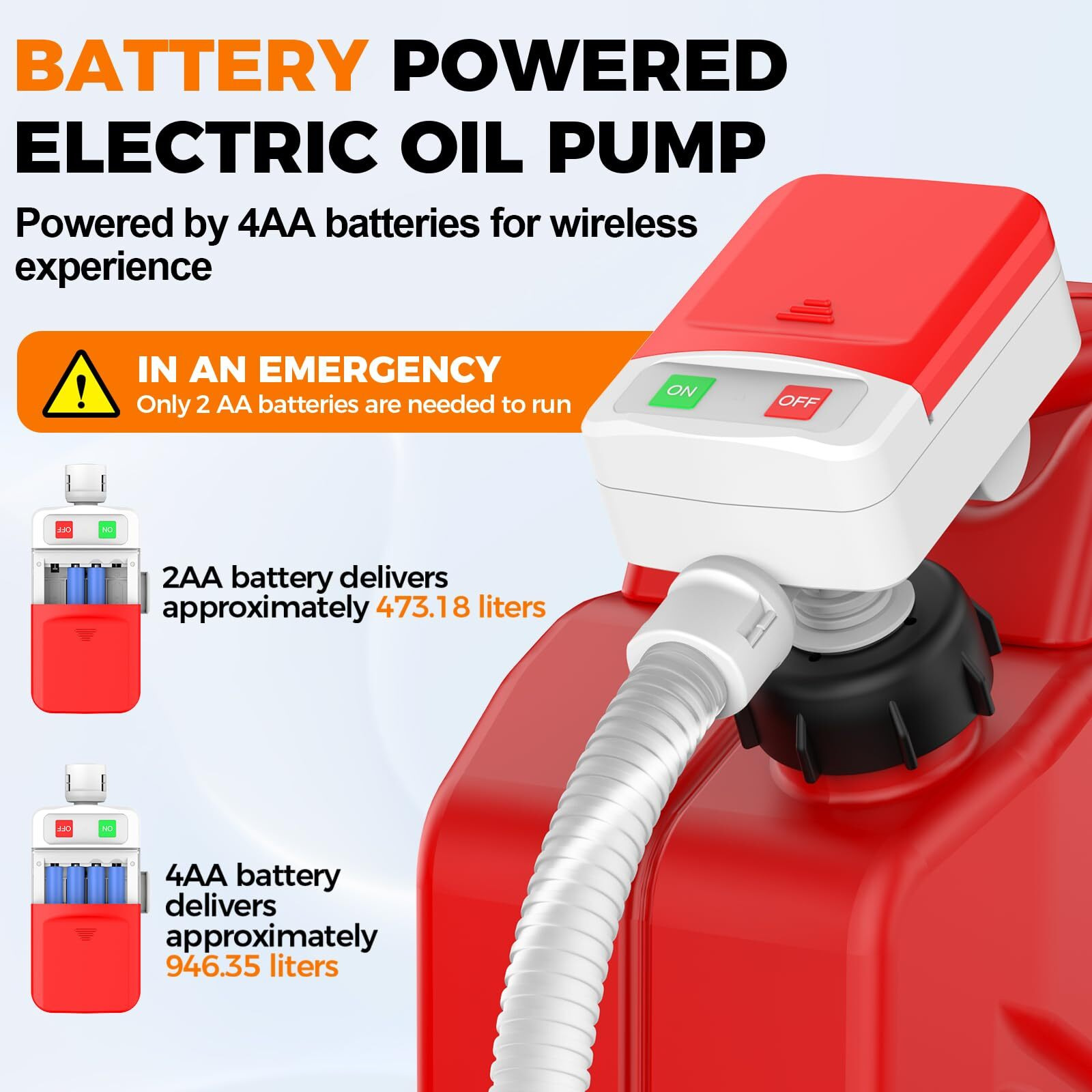 Fuel Transfer Pump With Auto Stop Sensor Overfill Protection, 3.2 Gpm Portable Automatic Fuel Transfer Pump Kit With 4 Tank Adapter, Portable Gas Pump For Oil, Diesel, Gasoline White