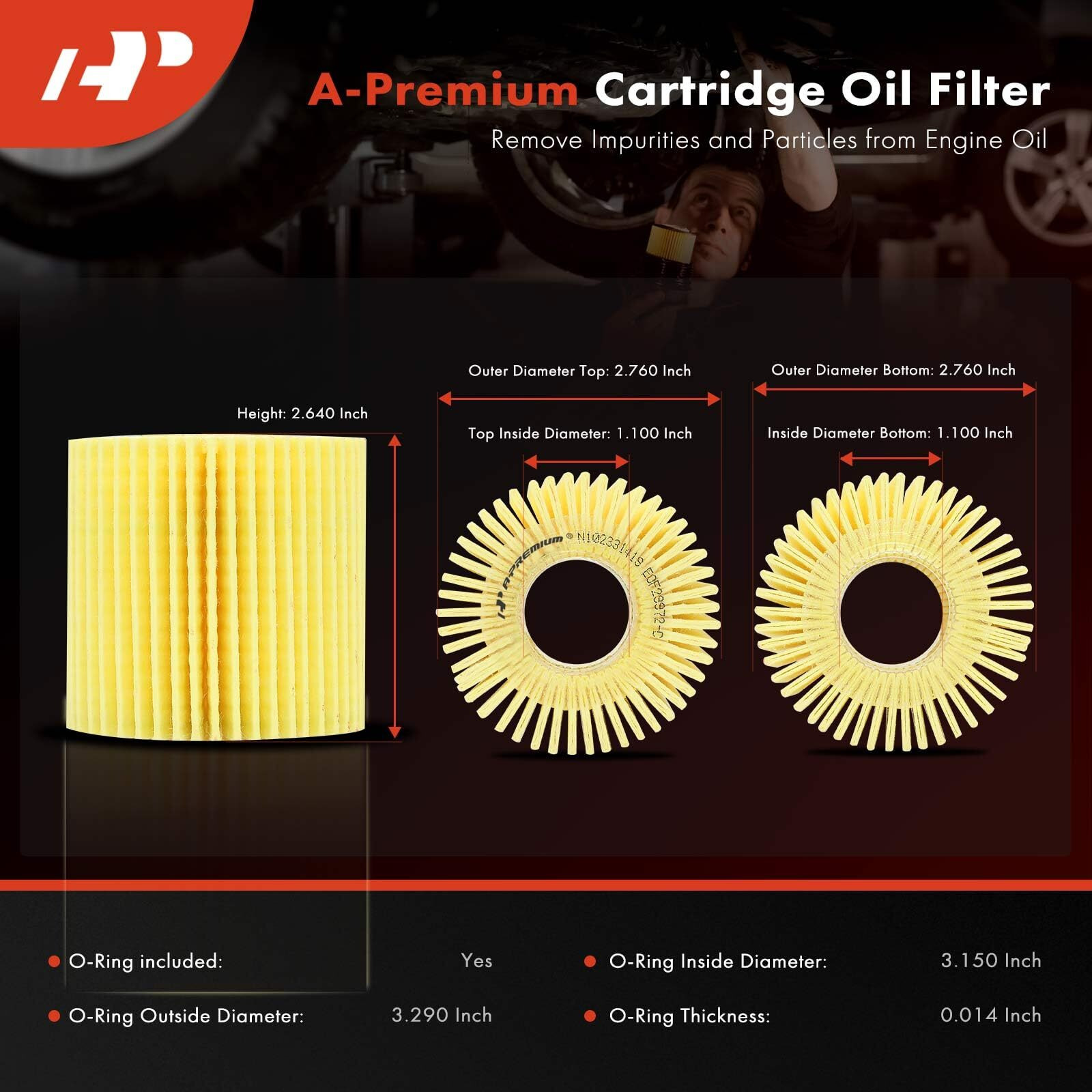 A-Premium 2-Pc 10K Miles Protection Oil Filter Compatible With For Toyota Rav4, Tacoma, Highlander, Sienna, Venza & Lexus Rx350/450H/450Hl, Es300H/350, Is200T/250/300/350, Nx200T& Lotus & For Scion