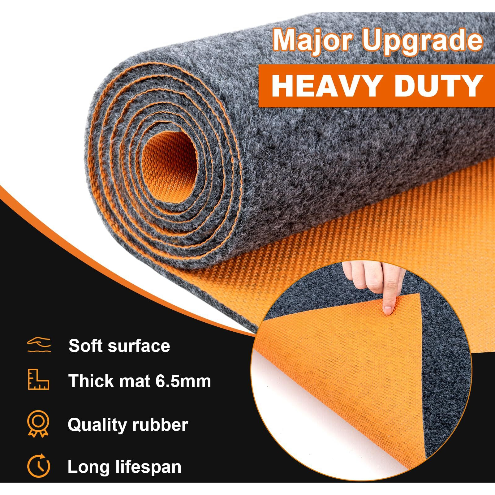 Lmrstoo 8.5 * 6.6 Ft Heavy Duty Oil Spill Mat, 6.5Mm Thickened Large Garage Floor Mat For Under Car, 1/4"" Waterproof Rubber Backing Absorbs Oil Quickly, Washable, Reusable, Durable, Non-Slip