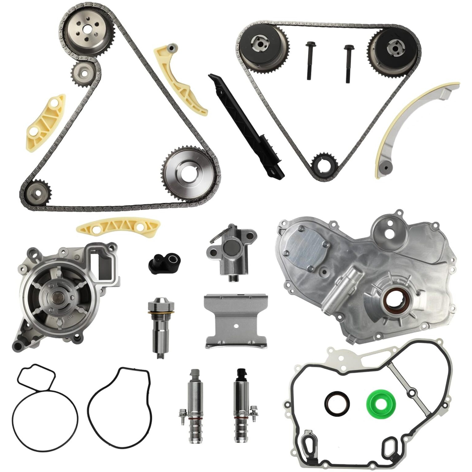 Hayiauto 2.4 Timing Chain Kit 9-4201S Water Pump Oil Pump Vct Solenoid Actuator Gear Guide Rail Sprocket Fit For Chevy Equinox Malibu,For Buick Lacrosse Regal Verano,For Gmc Terrain 2.4L 2.2L Ecotec