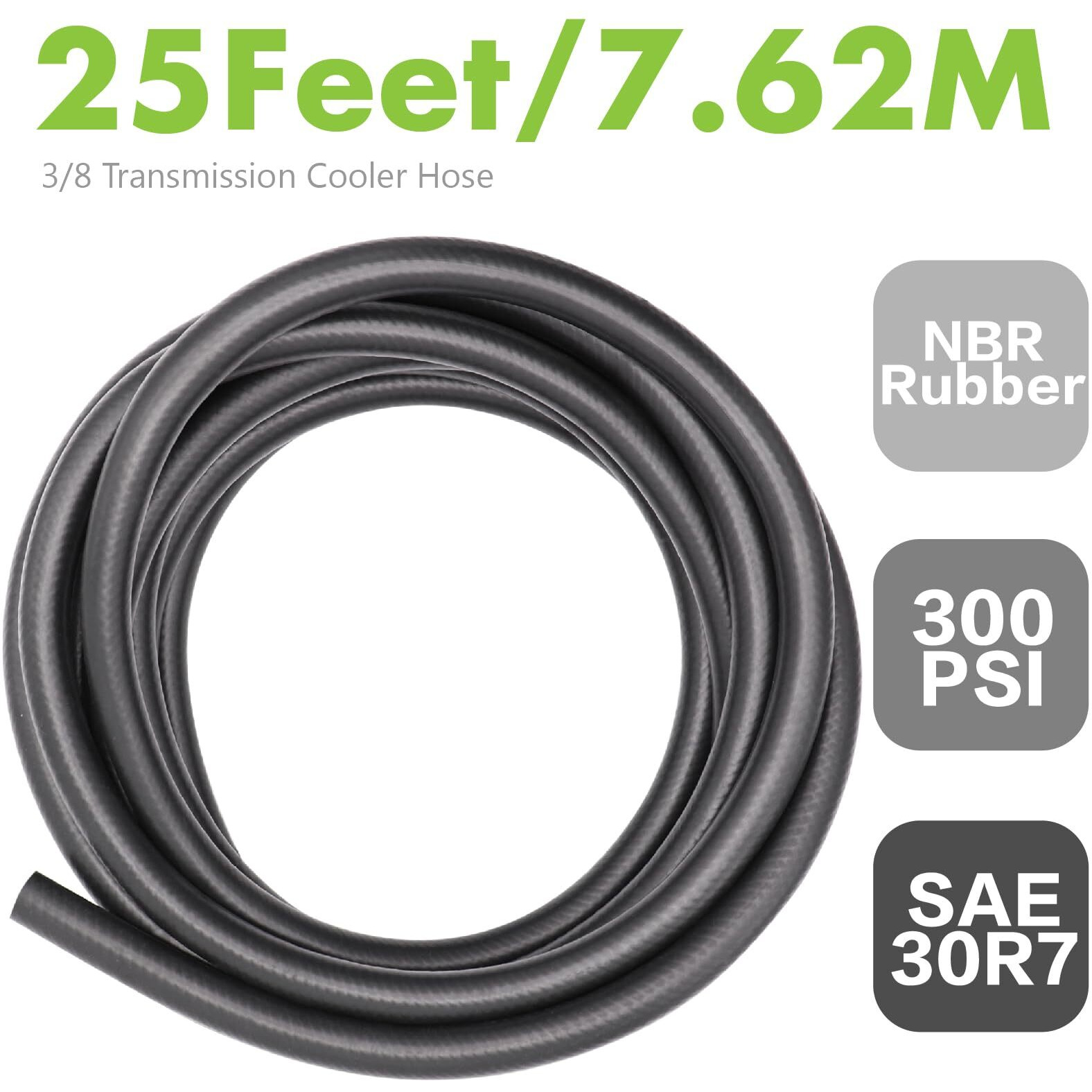 Jeemiter 3/8"" Fuel Line Hose Oil Hose Push Lock Nbr Rubber 25Ft 300Psi For Small Engines, Gas, Oil, Coolants Hose