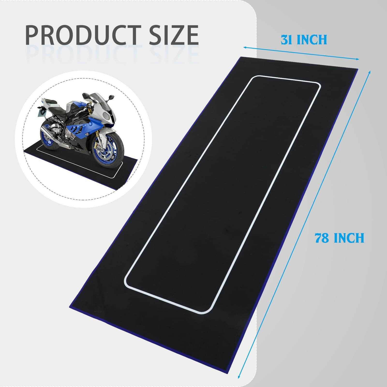 Drydiet Motorcycle Mat 78 X 31 Inch Garage Floor Rug Washable Parking Mats For Garage Floors Non Slip Oil Absorbent Pad Rubber Backing Layer Protects Floor From Spills Drips Stains(Basic Style)