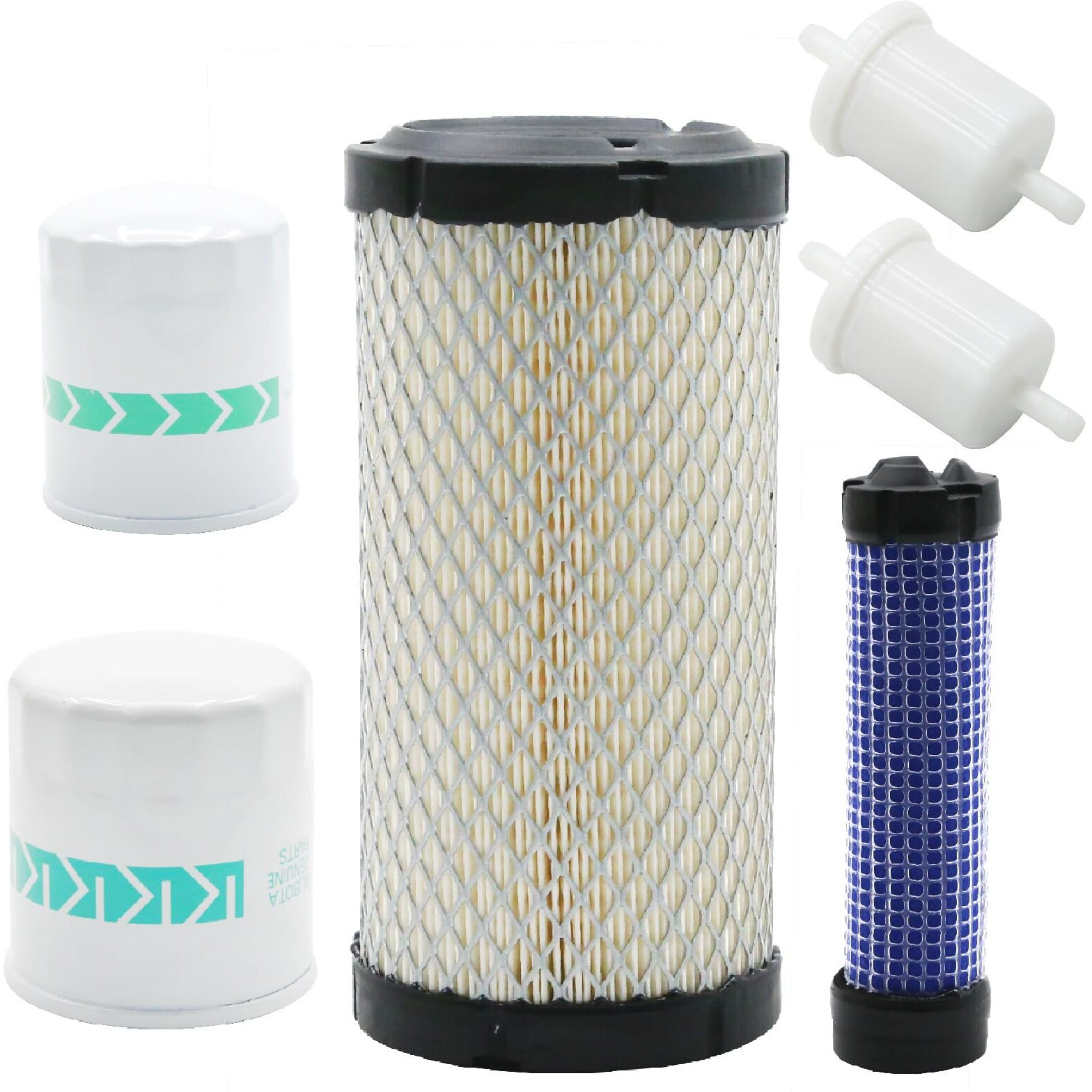 Hoypeyfiy 12581-43012 15853-32430 Oil Fuel Air Filter Hydraulic Filter Kit, Replacement For Kubota Bx22 Bx23 Bx24 Zd18 Zd21 Zd25 Gr2100 Gr2110 Gr2120, Replaces 150-32430, 12691-43010