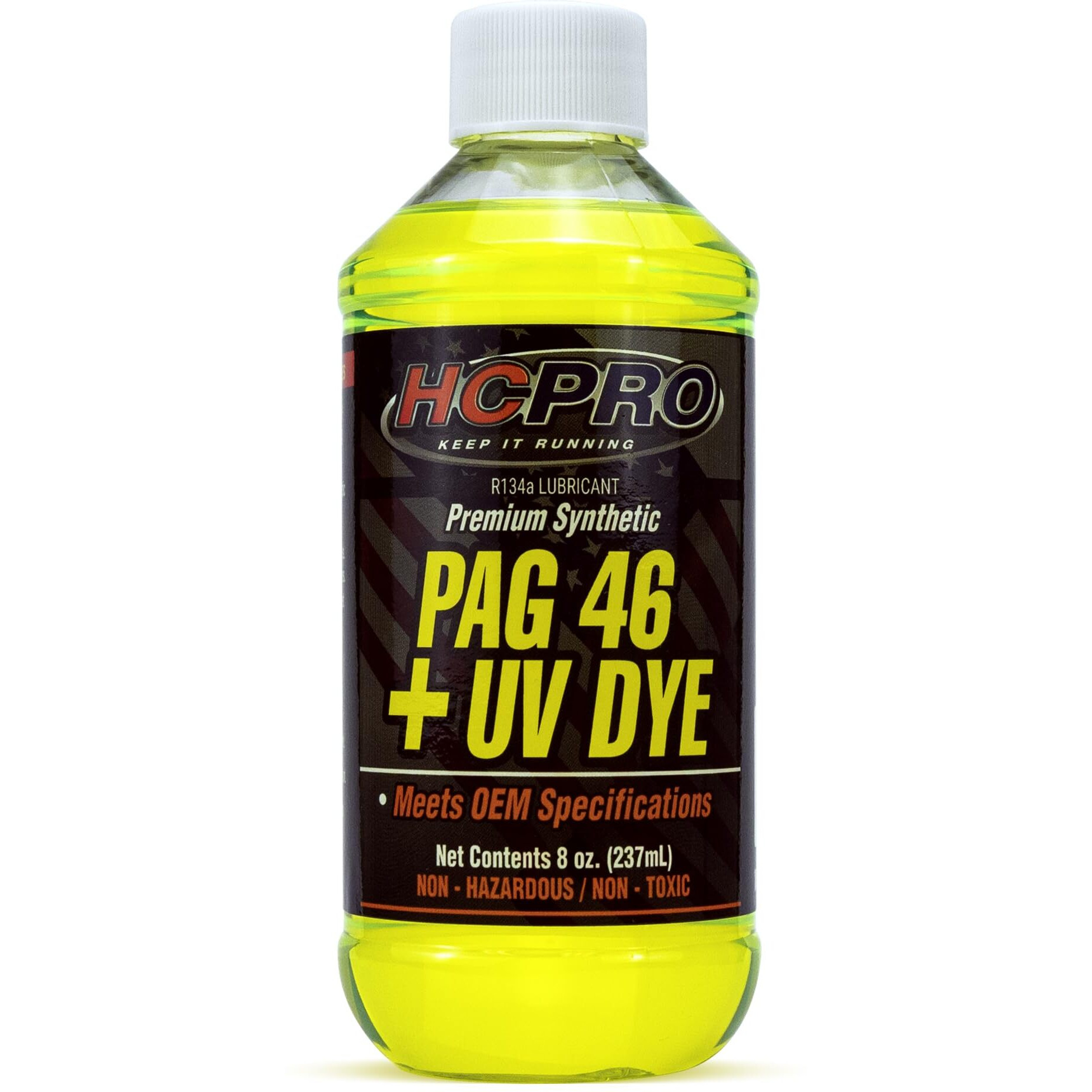 Hcpro Hcp46Uv8 Pag 46 Viscosity Plus Uv Dye Lubricant - 8Oz (Pack Of 1), High-Performance Oil For Auto A/C Systems, Leak Detection & Compressor Protection, Compatible With Common A/C Systems