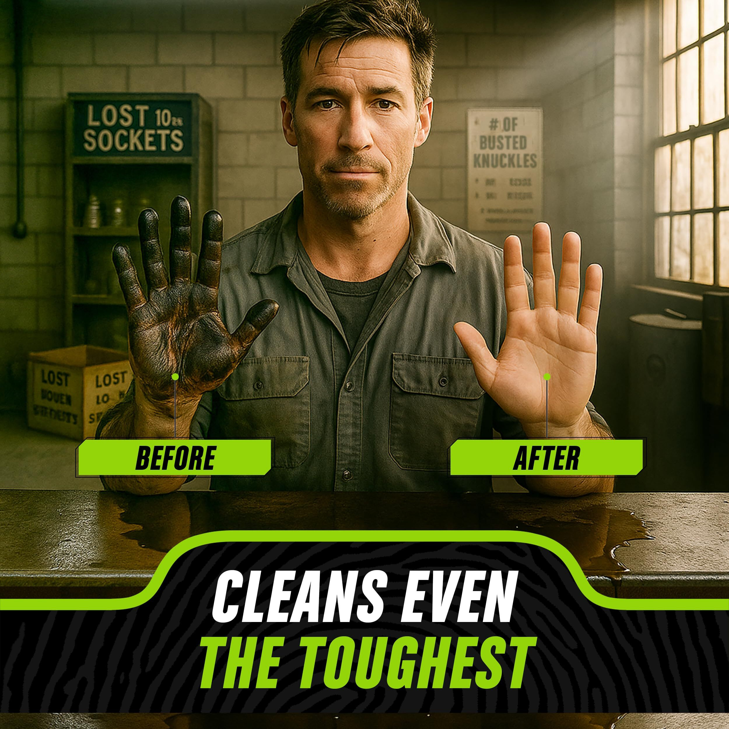 Grip Clean Ultra Heavy Duty Hand Cleaner For Auto Mechanics Dirt - Infused Walnut Hand Scrub - Exfoliating Waterless Hand Cleaner. Lemon Scented Mechanic Soap & Paint Remover, For Grease, Oil, Paints