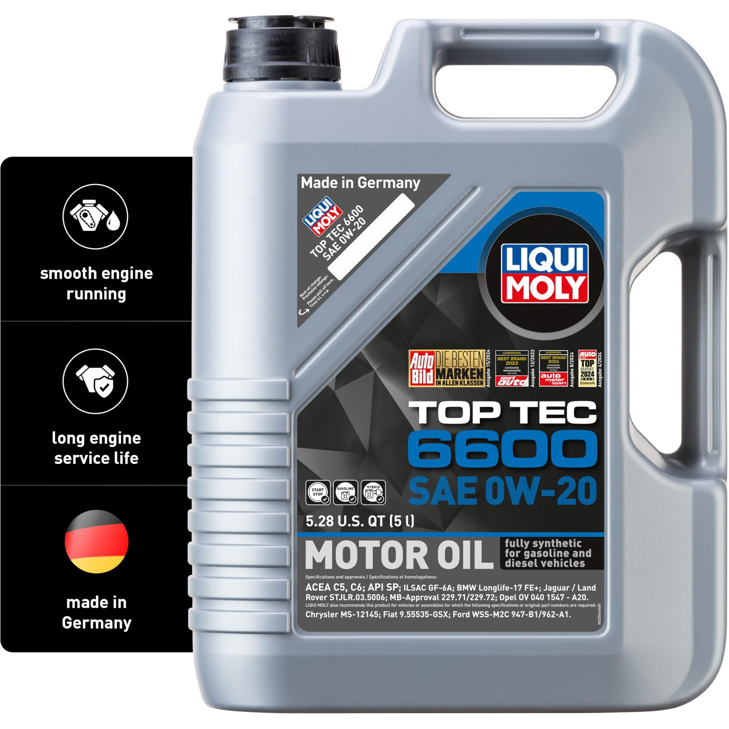 Liqui Moly Top Tec 6600 Sae 0W-20 | Full Synthetic Motor Oil | 5 Liter | Sku 22046 |Pack Of 4