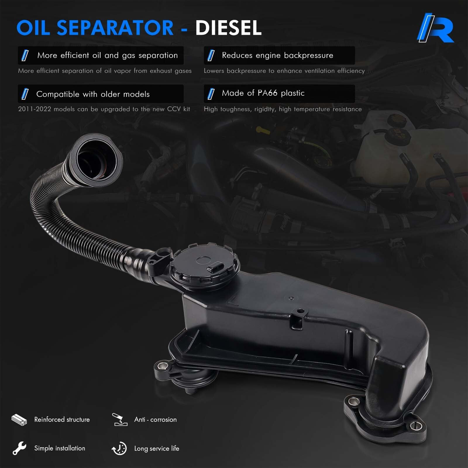 Air Oil Separator Assembly Fit For Ford F250 F350 Super Duty 2023-2024 Or 2011+ 6.7L Powerstroke Diesel - Pcv Ccv Vent Valve Engine Crankcase - Replace Pc3Z-6A785-A, Pc3Z6A785A