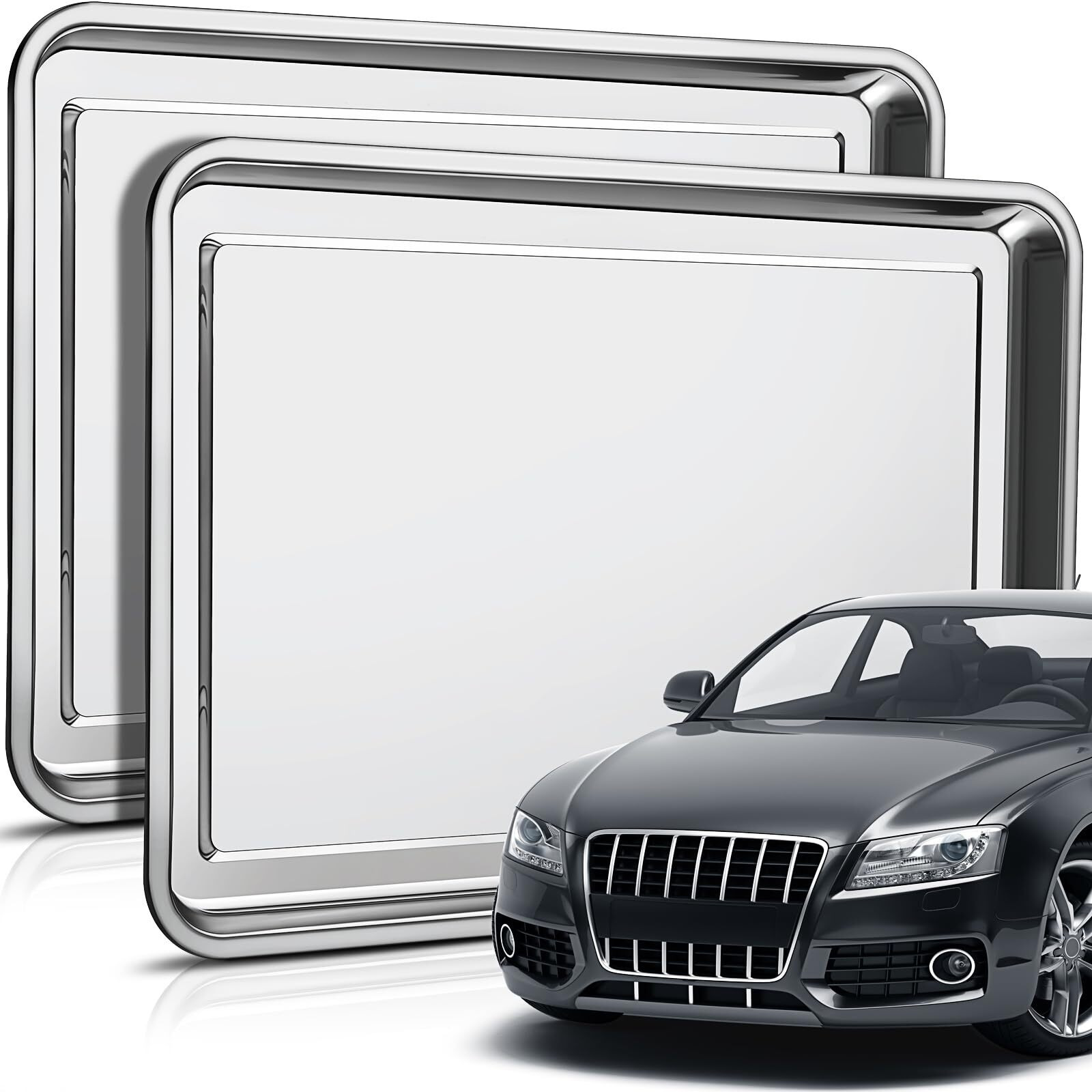 Datanly 2 Pcs Stainless Steel Oil Drip Pan For Under Car 27.56 X 19.69 Inch Automotive Oil Change Pan Silver Rust Resistant Motorcycle Drip Tray Replacement Tray For Garage Floor