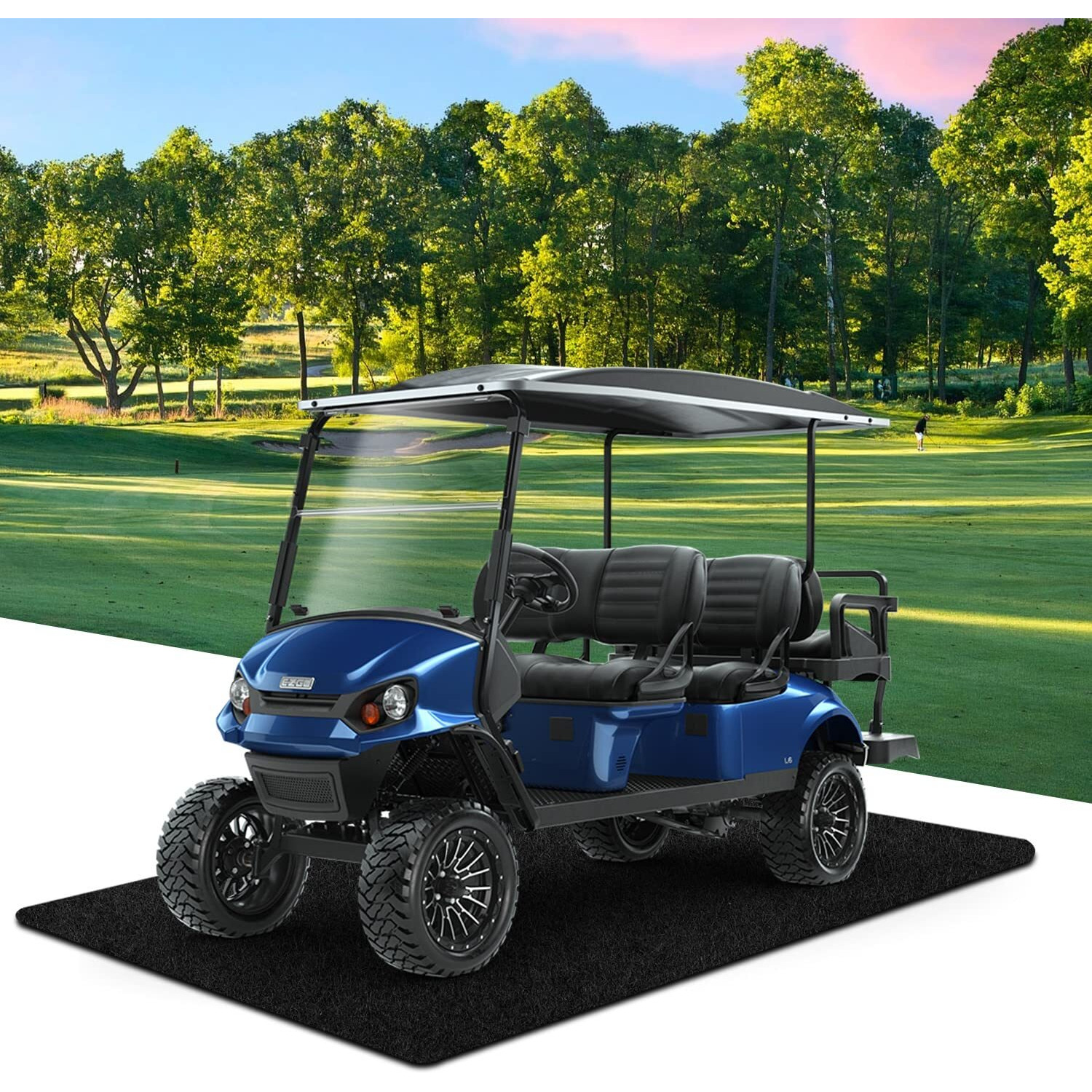 Golf Cart Parking Mat 9.18 Ft. X 4.92 Ft Oil Absorbent Universal Garage Floor Mat For Ezgo, Club Car, Yamaha, Icon, Advanced Ev, Atv - Slide-Resistant, Petroleum Pollution Protection