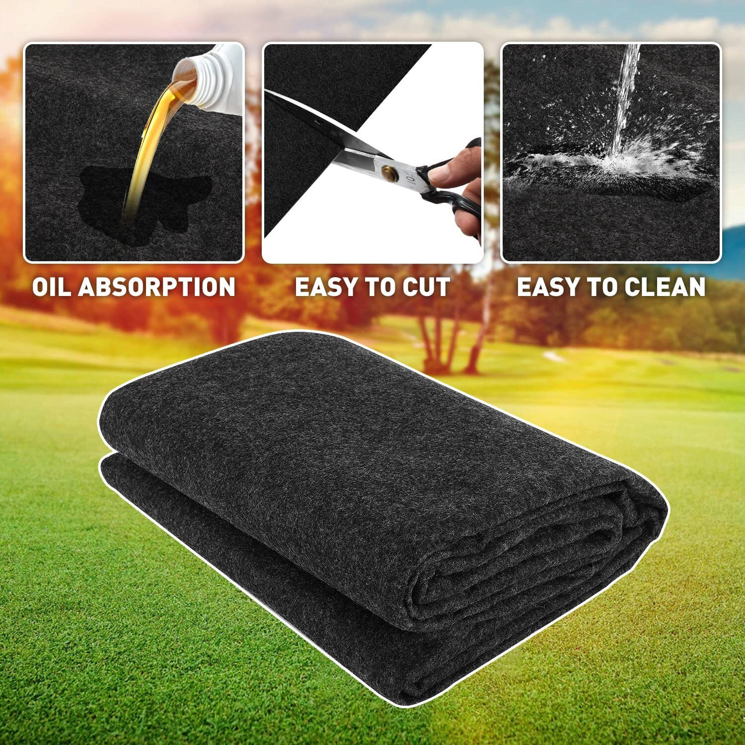 Golf Cart Parking Mat 9.18 Ft. X 4.92 Ft Oil Absorbent Universal Garage Floor Mat For Ezgo, Club Car, Yamaha, Icon, Advanced Ev, Atv - Slide-Resistant, Petroleum Pollution Protection