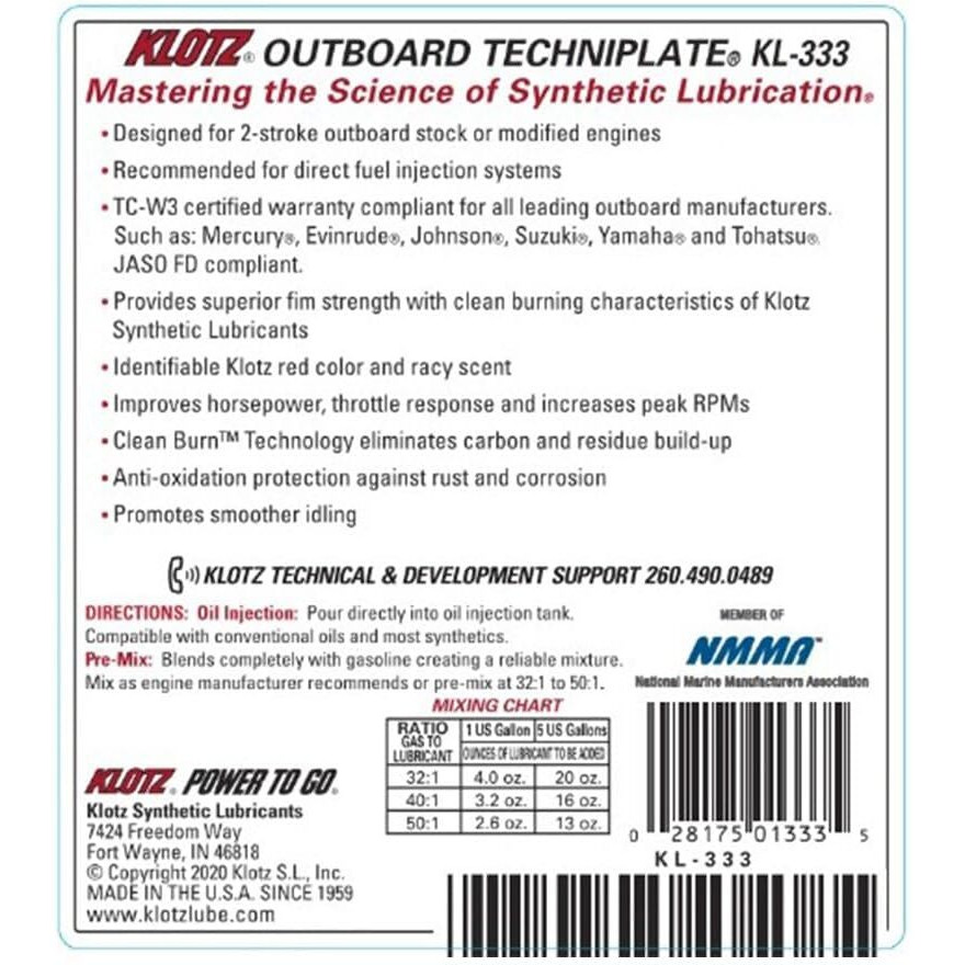 Klotz Skicraft Pwc 2-Stroke Pre-Mix/Injector Synthetic Oil (Kl-333-Fba)