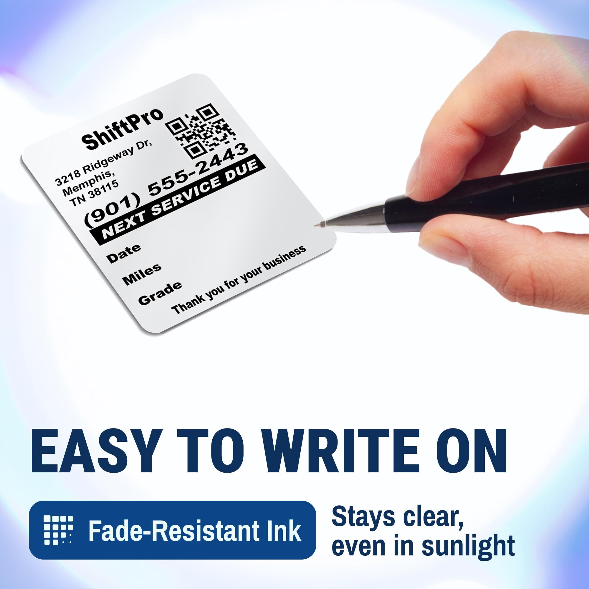 Mcauley Labels Custom Oil Change Stickers, Windshield, Door Jamb - Durable, Easy To Write On, Easy To Peel Off - With Qr Code, 1.875X2.275 Inches