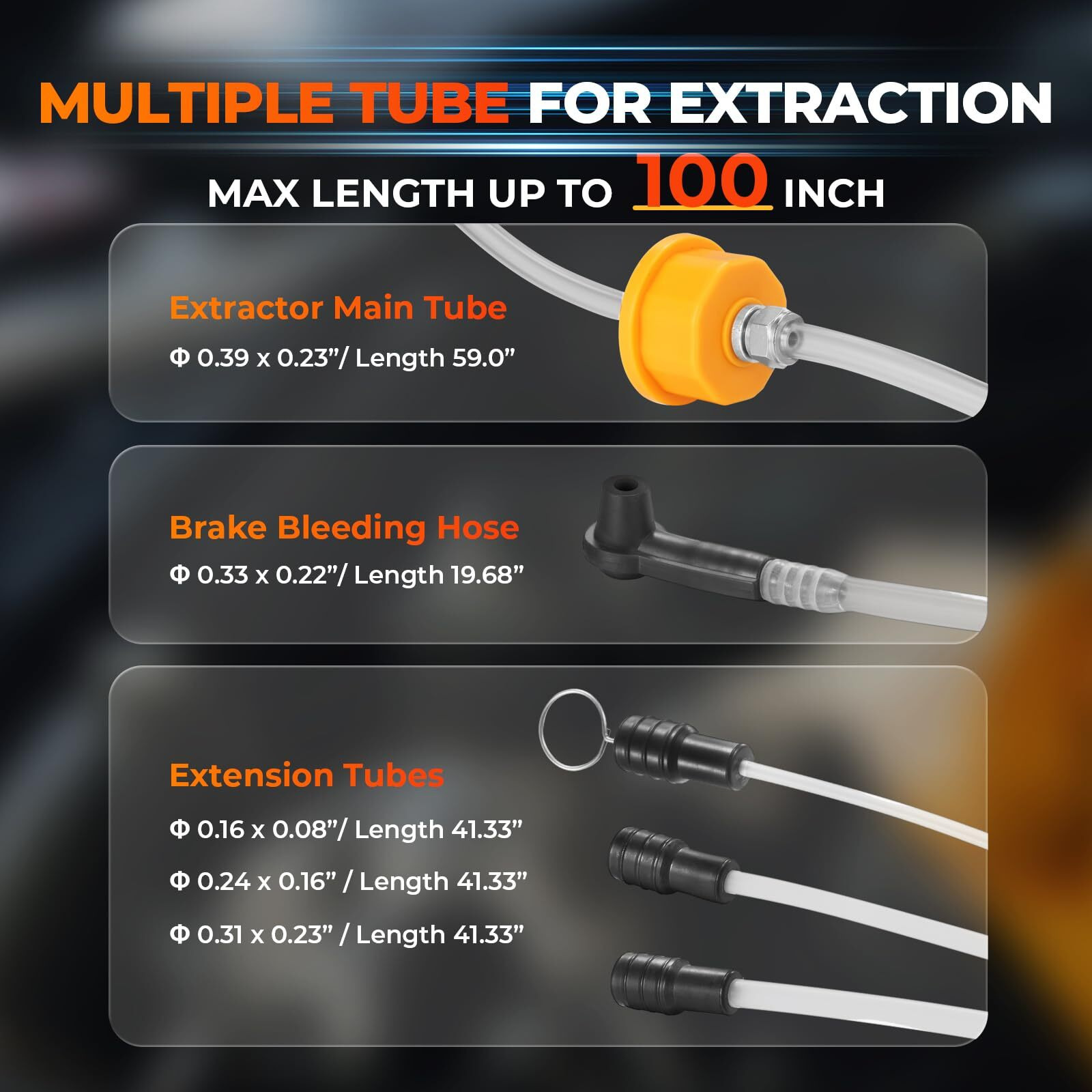 Four Uncles 6L Pneumatic/Manual Oil Extractor Pump - Fluid Extractor With 59"" Main Hose, Three 41"" Extension Tubes For Automotive Oil Change, A Brake Bleeding Hose For Brake Fluid Change