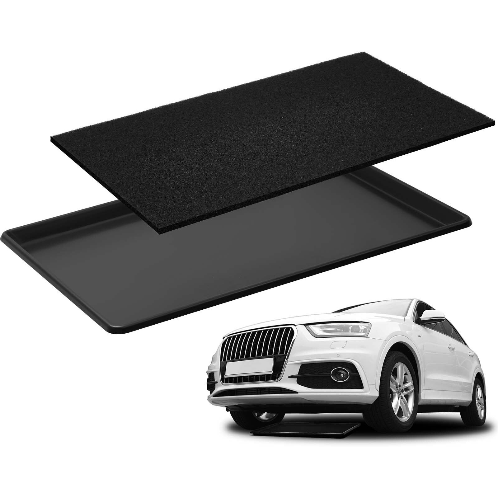 Uiifan 1 Set 35 X 24 X 1.4 Inch Oil Drain Drip Pan For Under Car With Square No Splatter Pad Oil Drip Tray Transmission Garage Automotive Driveway To Keep Floor Clean, Black