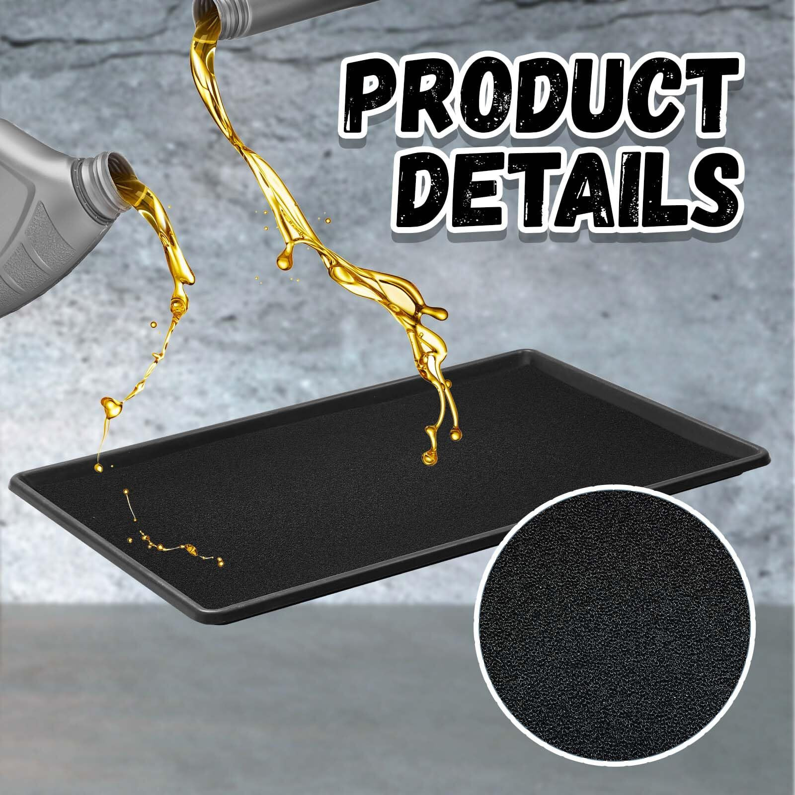 Uiifan 1 Set 35 X 24 X 1.4 Inch Oil Drain Drip Pan For Under Car With Square No Splatter Pad Oil Drip Tray Transmission Garage Automotive Driveway To Keep Floor Clean, Black