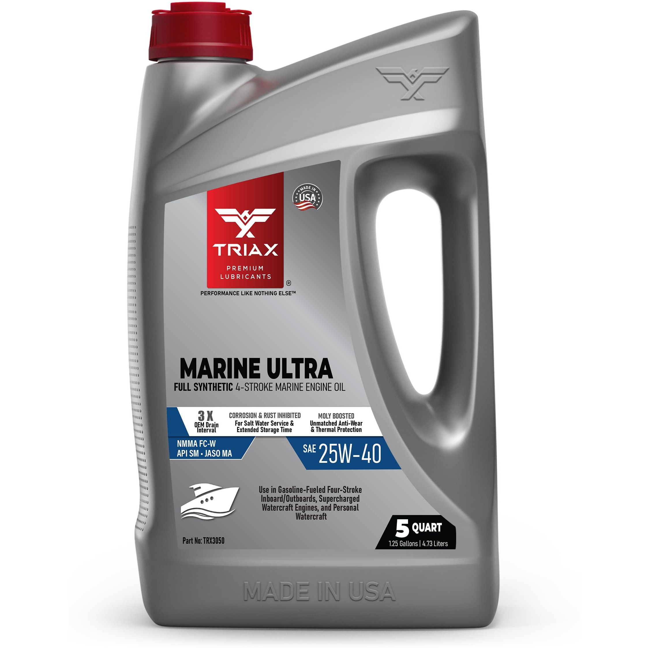 Triax Marine Ultra 25W-40 4-Stroke Full Synthetic Marine Engine Oil (5 Quart)