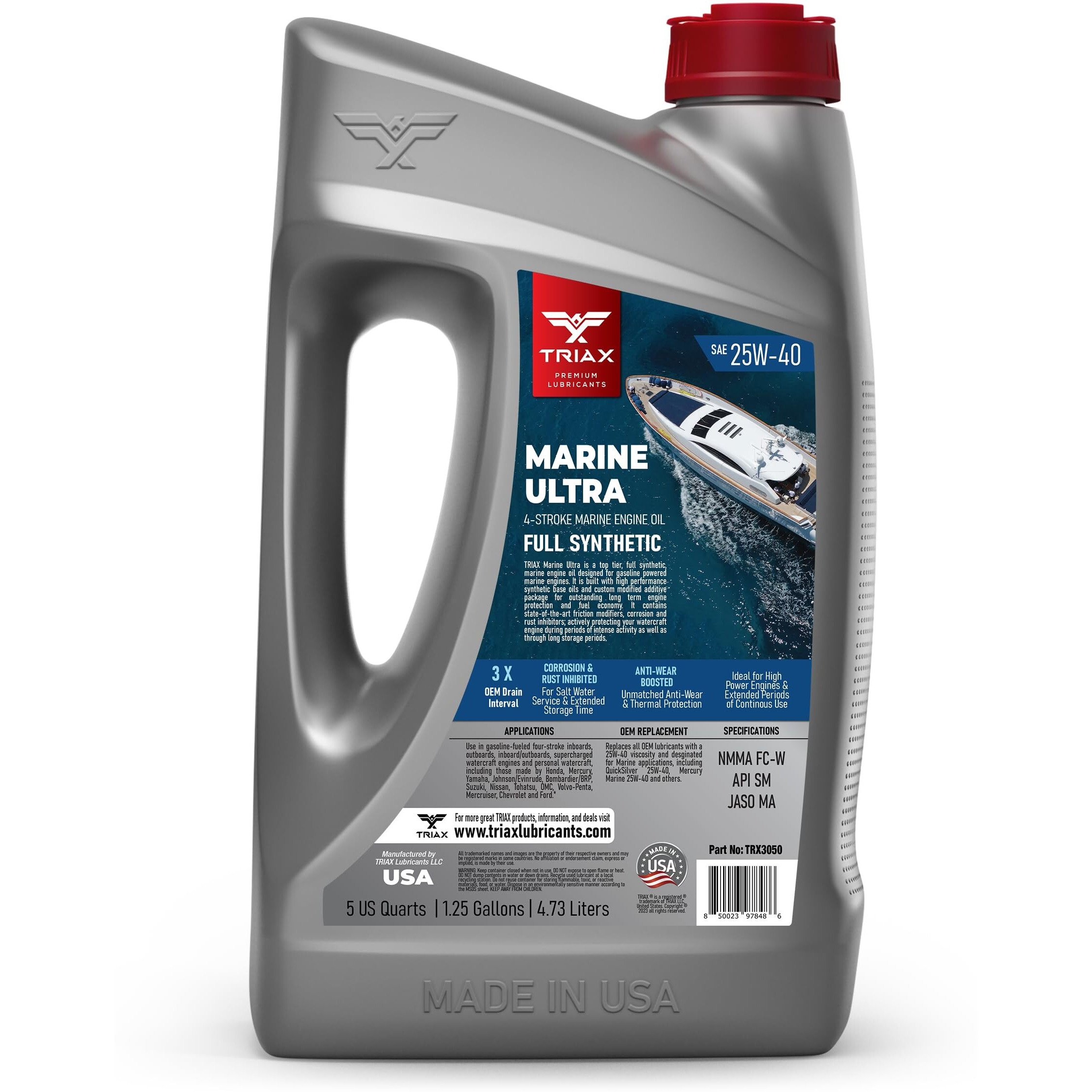 Triax Marine Ultra 25W-40 4-Stroke Full Synthetic Marine Engine Oil (5 Quart)