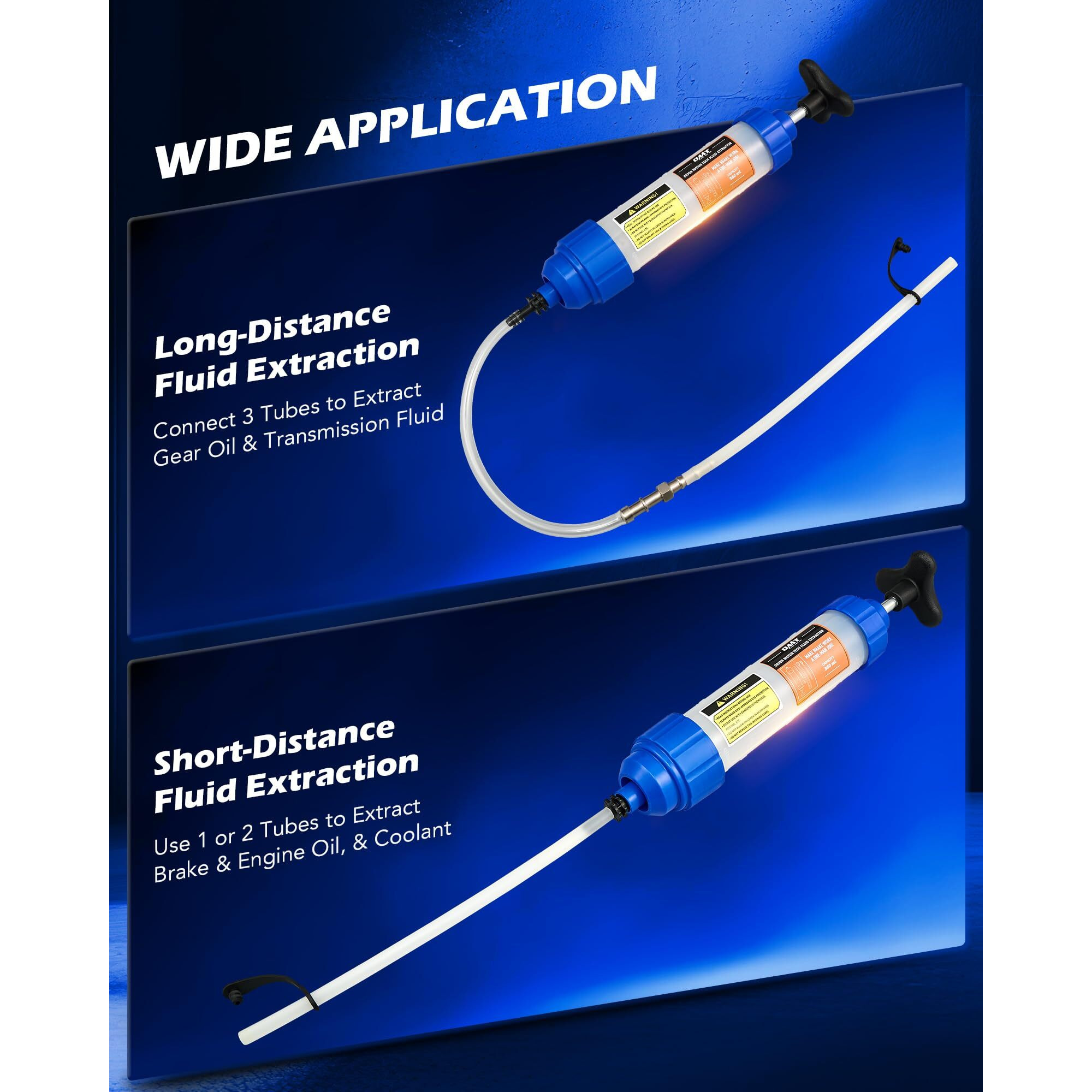 Orion Motor Tech Fluid Extractor Pump, 350Ml Oil Extractor Pump, Manual Fuel Suction Fill Syringe With 3 Hoses For Automotive Transmission Brake Fluid Transfer Steering Gear Engine Oil Change