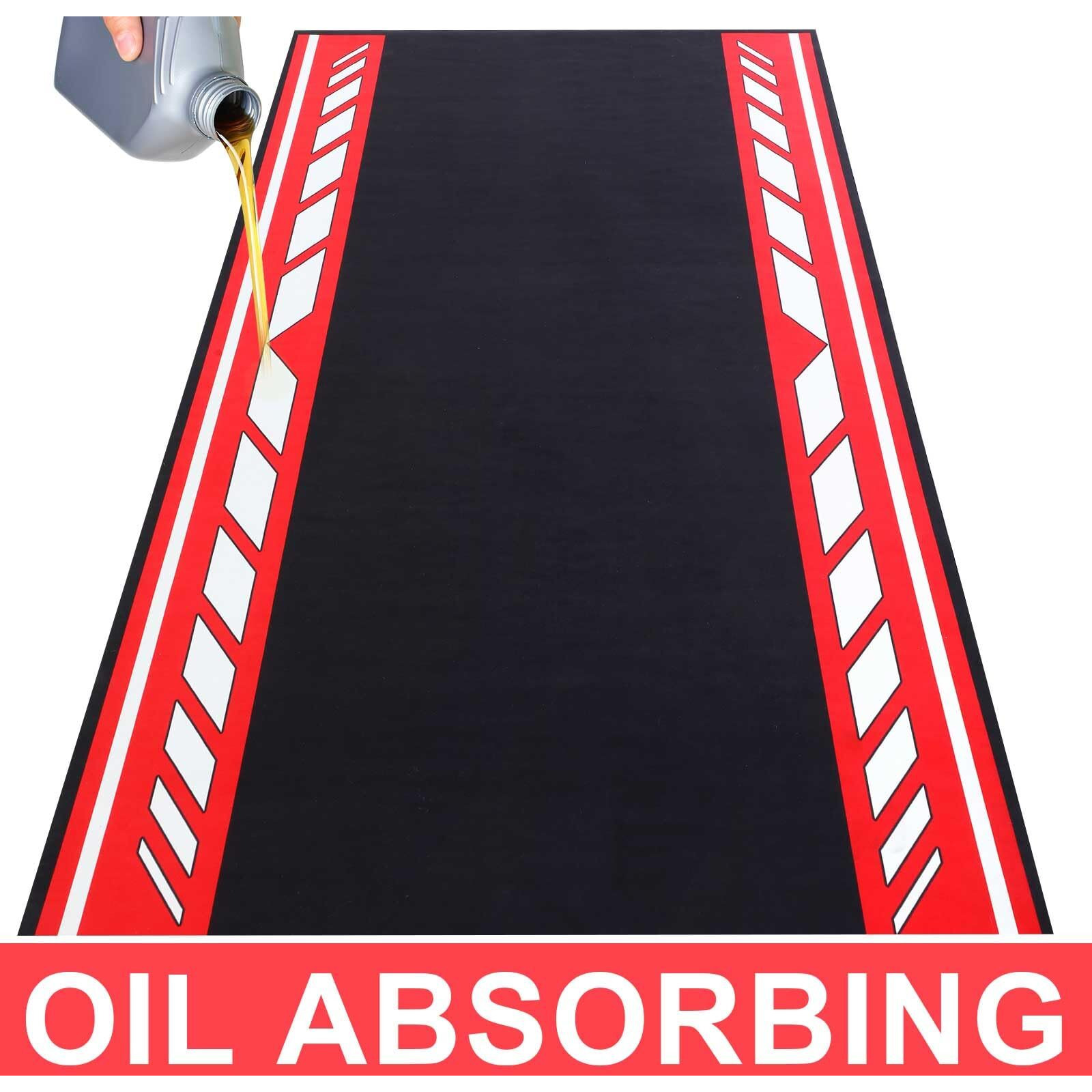 Drydiet Motorcycle Mat 78 X 31 Inch Garage Floor Rug Washable Parking Mats For Garage Floors Non Slip Oil Absorbent Pad Rubber Backing Layer Protects Floor From Spills Drips Stains(Bright Style)