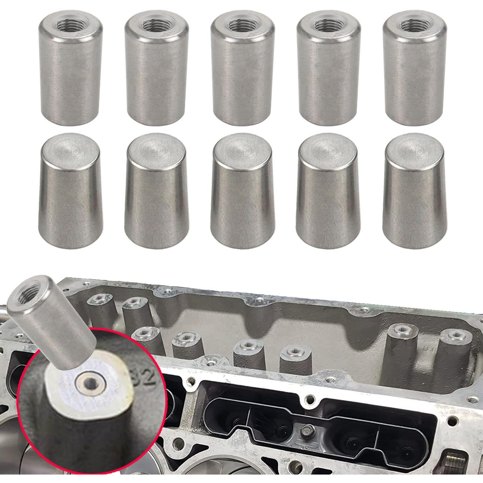 Oywhc Engine Plugs Fit For Non-Afm Gm Engines 2008-2023 Lsx & Lt Models 4.8, 5.3, 6.0, 6.2,Non-Dod/Afm Oil Valley Plugs Stainless Steel Material Set Of 10