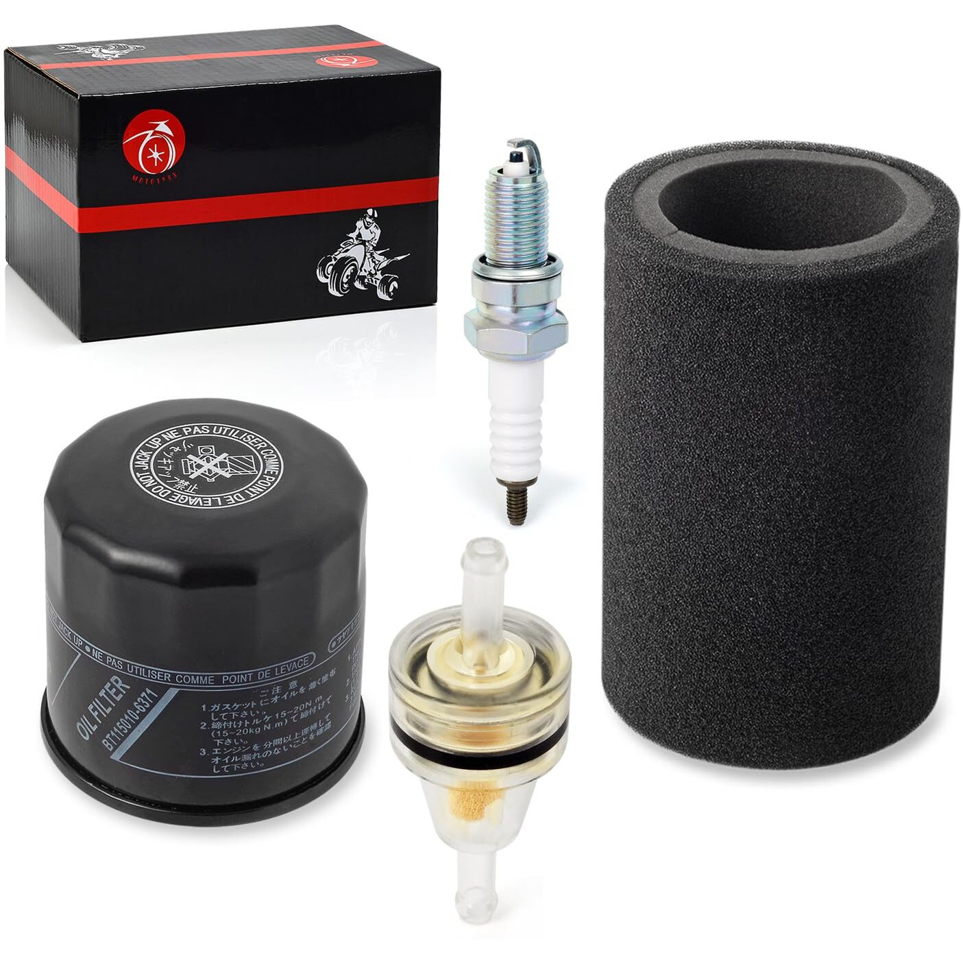 Air Filter Foam & Oil Filter & Spark Plug For Yamaha Grizzly Bruin Wolverine 350 450 2004-2014 Kodiak 400 450 2004-2006 5Uh-E4451-10-00