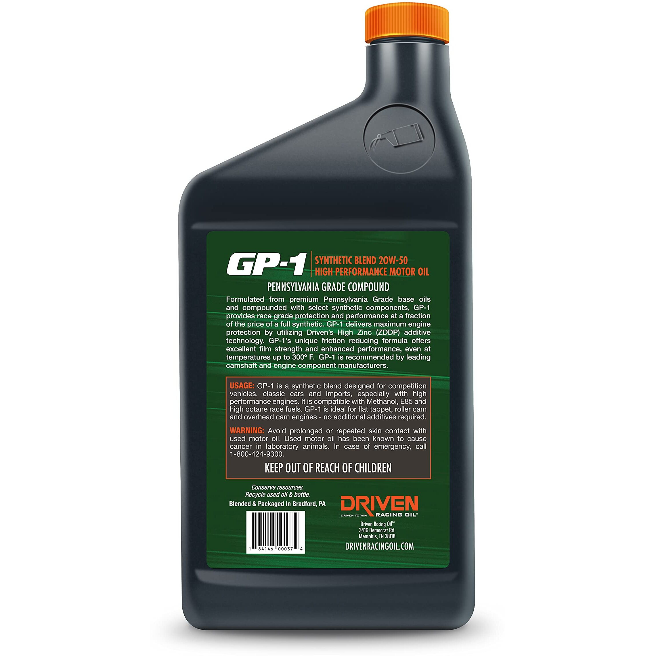Driven Racing Oil Gp-1 Synthetic Blend Motor Oil 20W-50 (6 Quart Bottles)
