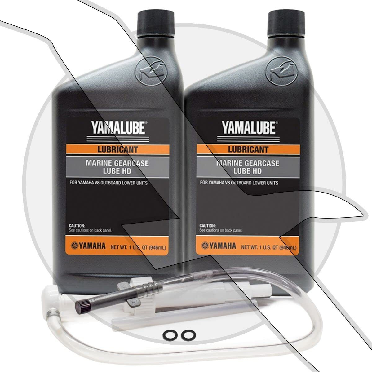 Yamah Yamalube Oem Outboard Hd Heavy Duty Gear Lube Kit W/Pump, 2X Acc-Glube-Hd-Qt Lower Unit Oil, 2X 90430-08003-00 Gaskets 4 Stroke V8 F300 F350 5.3L Sho Vmax F200 F225 F250 4.2L Offshore