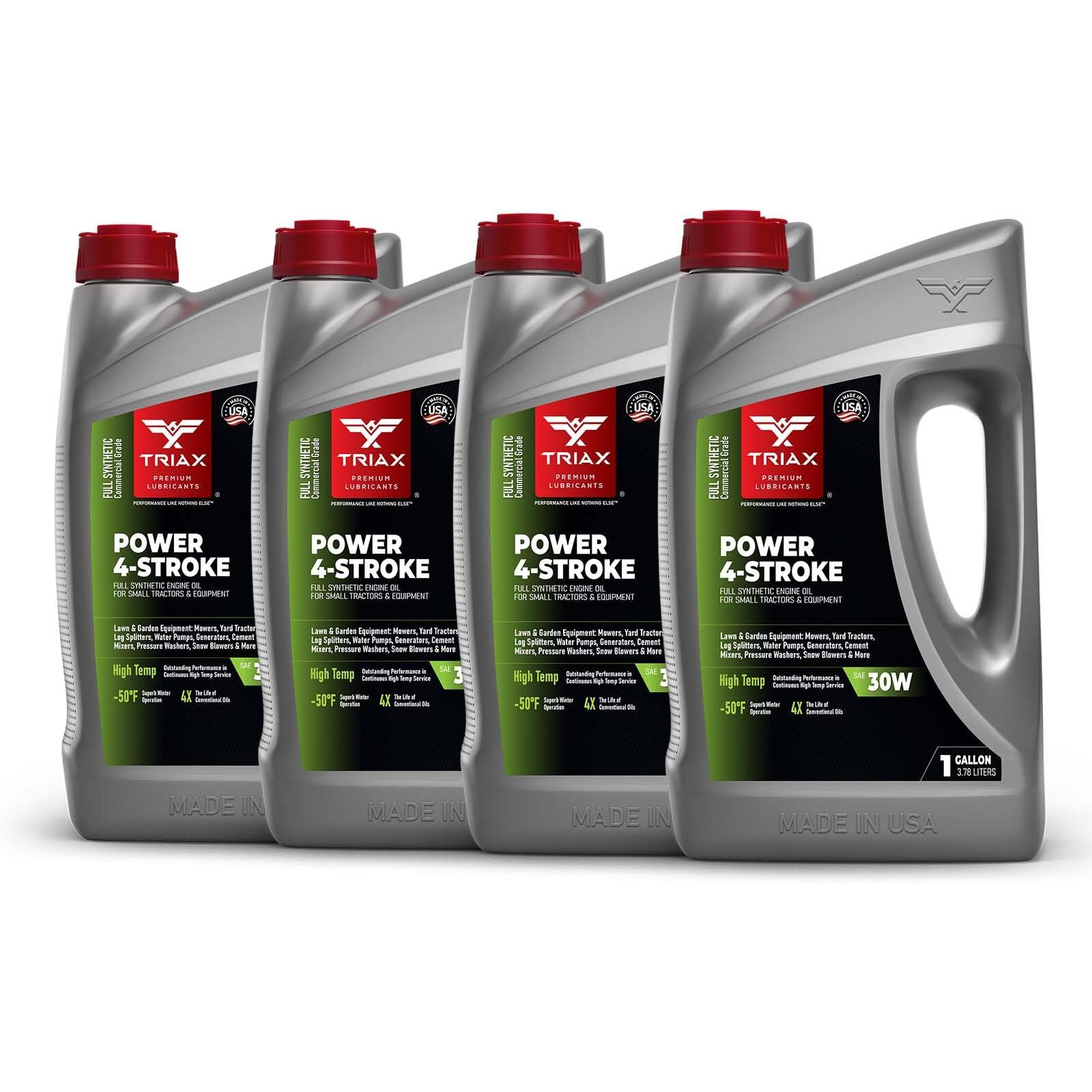 Triax Power 4-Stroke 30W Full Synthetic, 4 Stroke Full Synthetic Small Engine Oil, Garden Tractors And Other Power Equipment (4 Gallon Pack)
