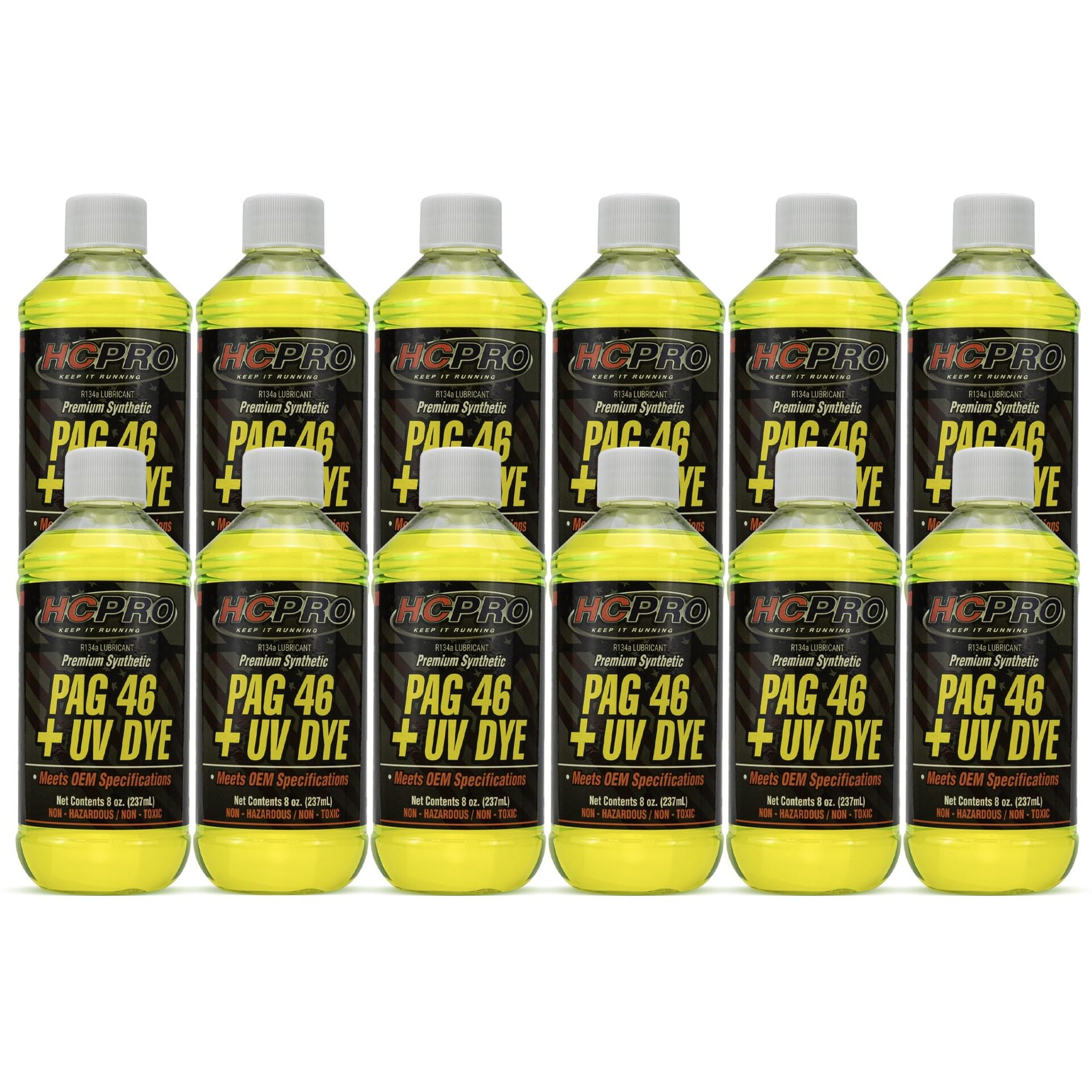 Hcpro Pag 46 Uv Dye A/C Compressor Oil - High-Viscosity Leak Detection Lubricant For Auto A/C Systems, Professional-Grade Pag 46 Lubricant For Compressor Protection & System Maintenance (12)