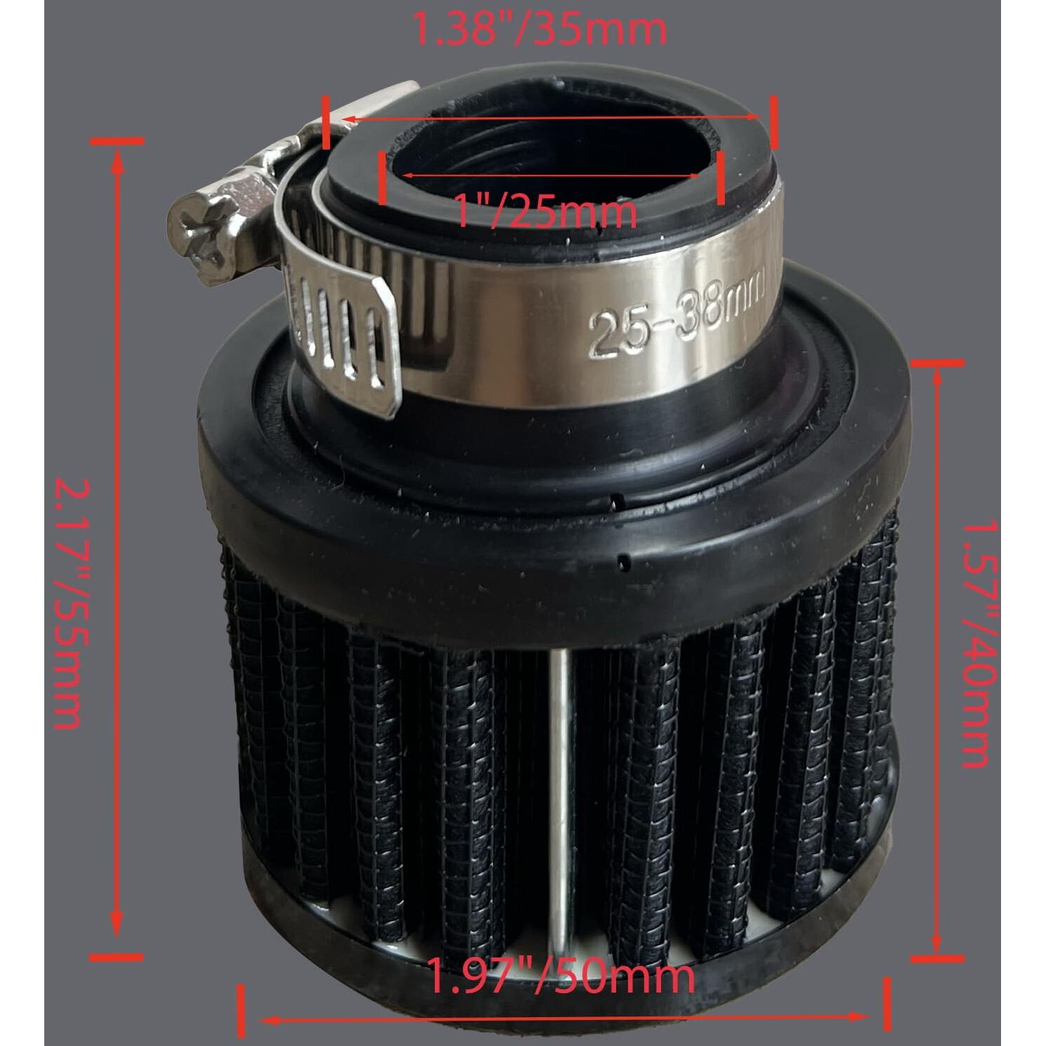 Air Intake Filter - 1&quot&quot Universal Breather Filter, Automotive Cold Air Filter, Car Valve Cover Oil Breather Turbo Vent Crankcase Cleaner Accessory, Fits Car Motorcycle (Black)