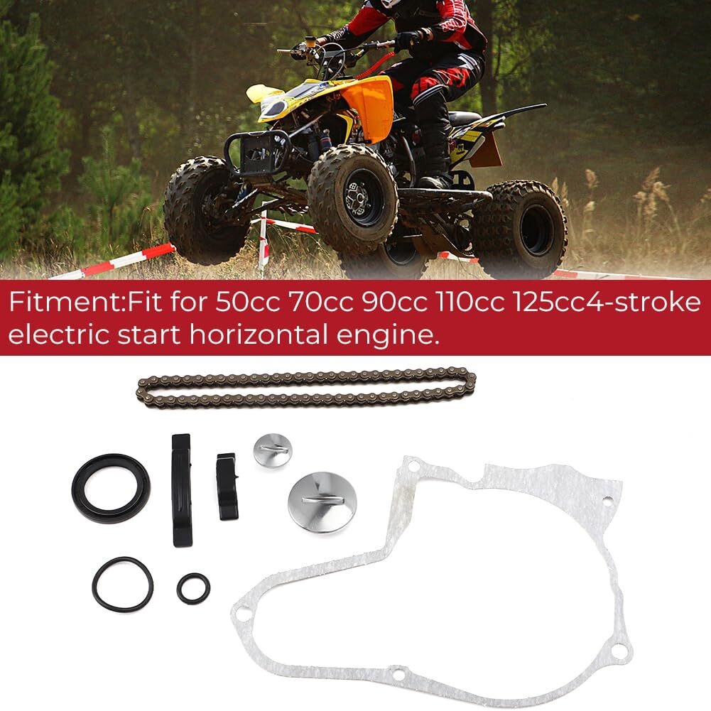 Wikibb Starter Chain Kit Include Oil Seal Engine Stator Side Cover Paper Gasket Fit For China 4-Stroke 50Cc 70Cc 90Cc 110Cc 125Cc Atv