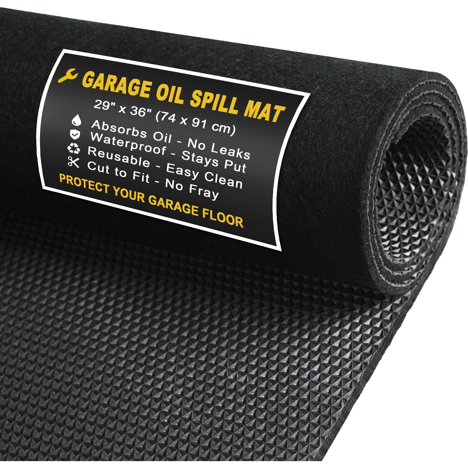 Golener Oil Spill Mat - Garage Floor Mat, Absorbent Oil Pad, Premium Maintenance Mat, Waterproof, Contain Liquid, Protect Garage Surface From Spill & Stain, Reusable, Washable, Durable, Black, 29   X36