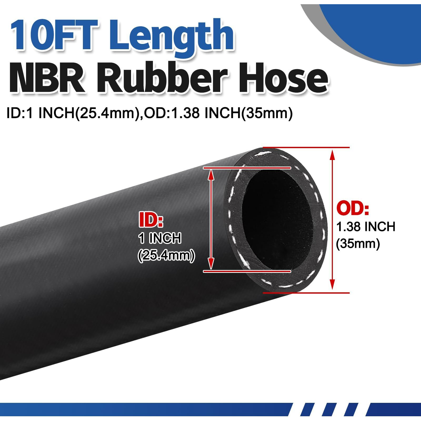Boltigen 10Ft 1Inch Fuel Transfer Hose, Farm Pump Hose With Male Npt Fittings For Gasoline, Diesel, Biodiesel, Kerosene, Petroleum Oils