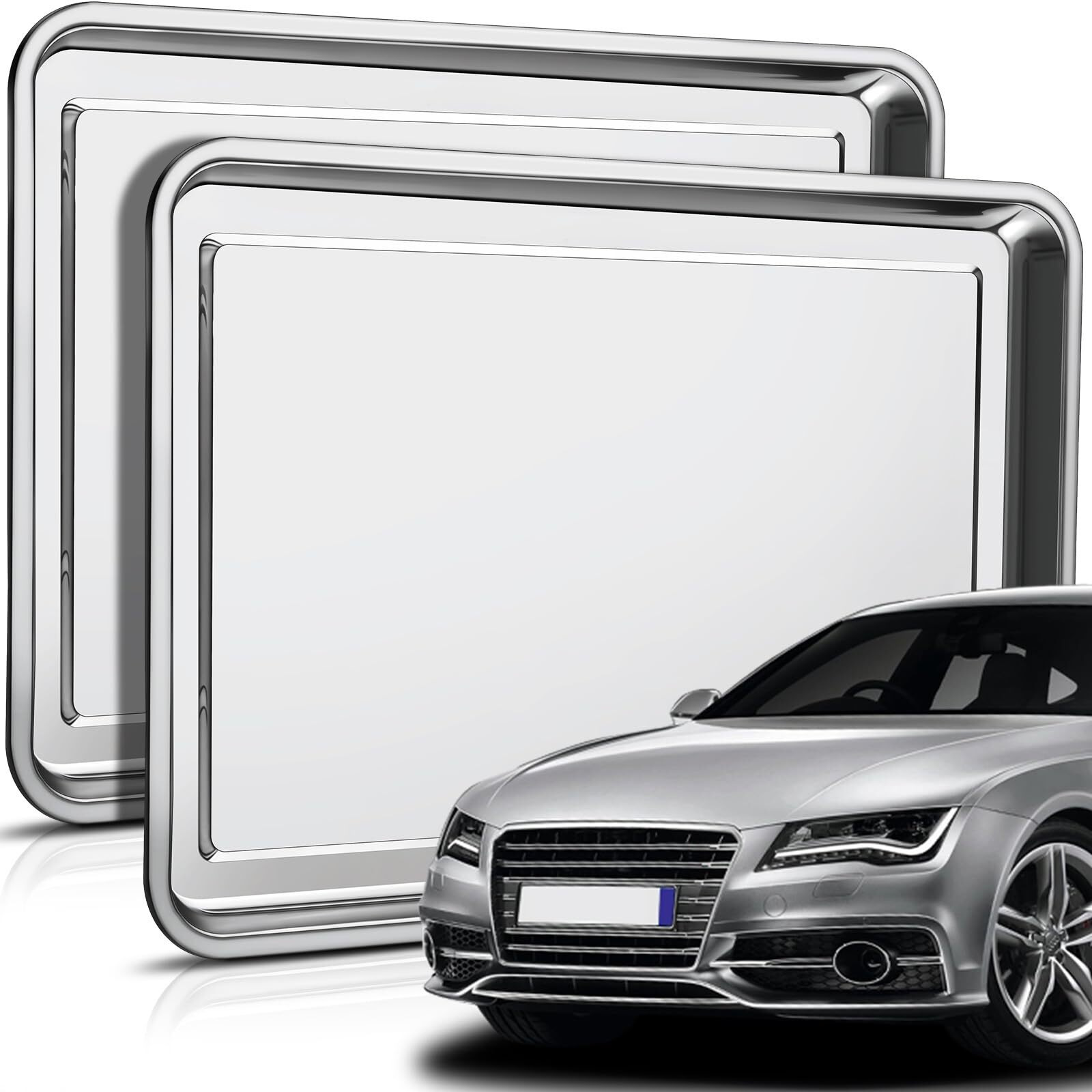 Datanly 2 Pcs Stainless Steel Oil Drip Pan For Under Car 23.62 X 15.75 Inch Automotive Oil Change Pan Silver Rust Resistant Motorcycle Drip Tray Replacement Tray For Garage Floor