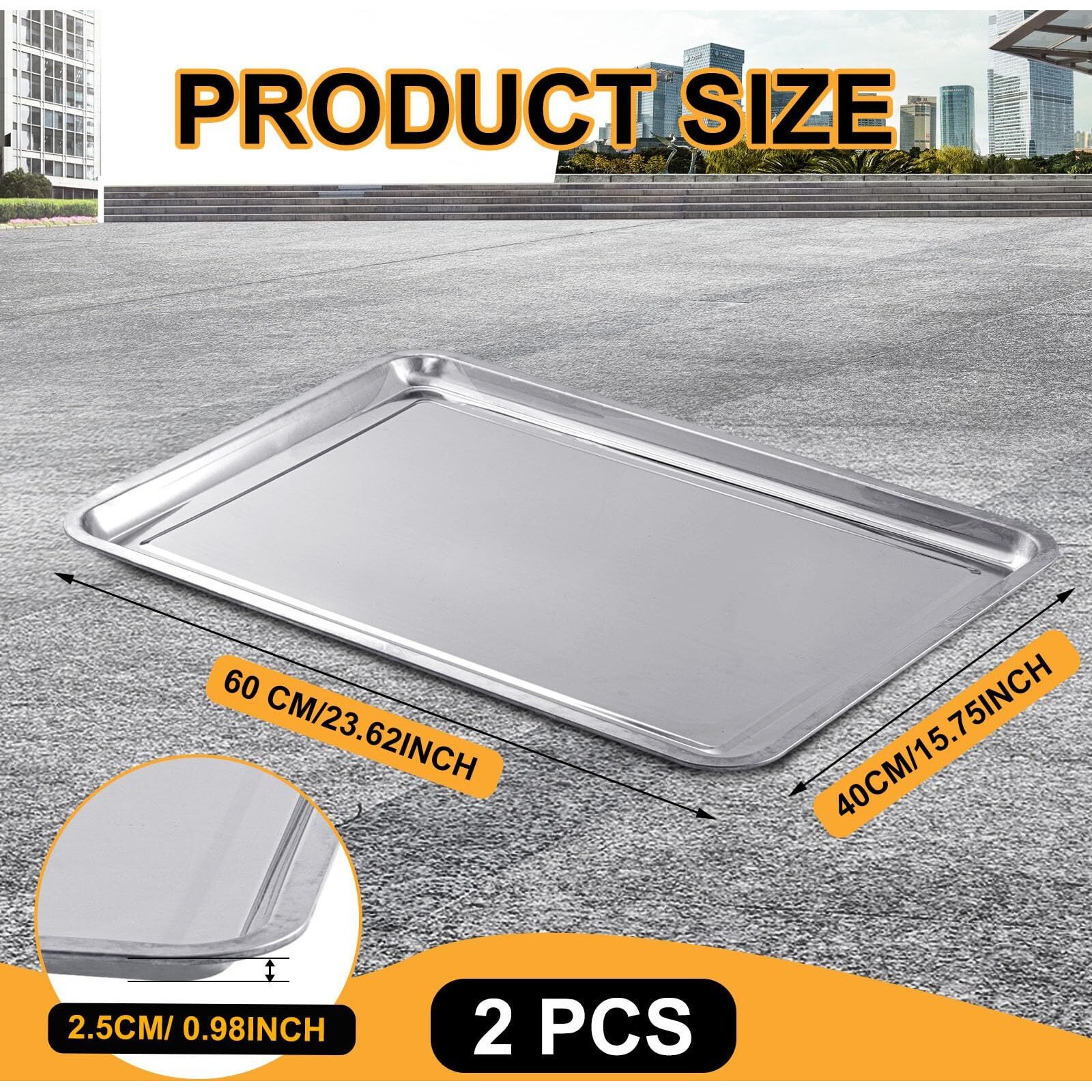 Datanly 2 Pcs Stainless Steel Oil Drip Pan For Under Car 23.62 X 15.75 Inch Automotive Oil Change Pan Silver Rust Resistant Motorcycle Drip Tray Replacement Tray For Garage Floor