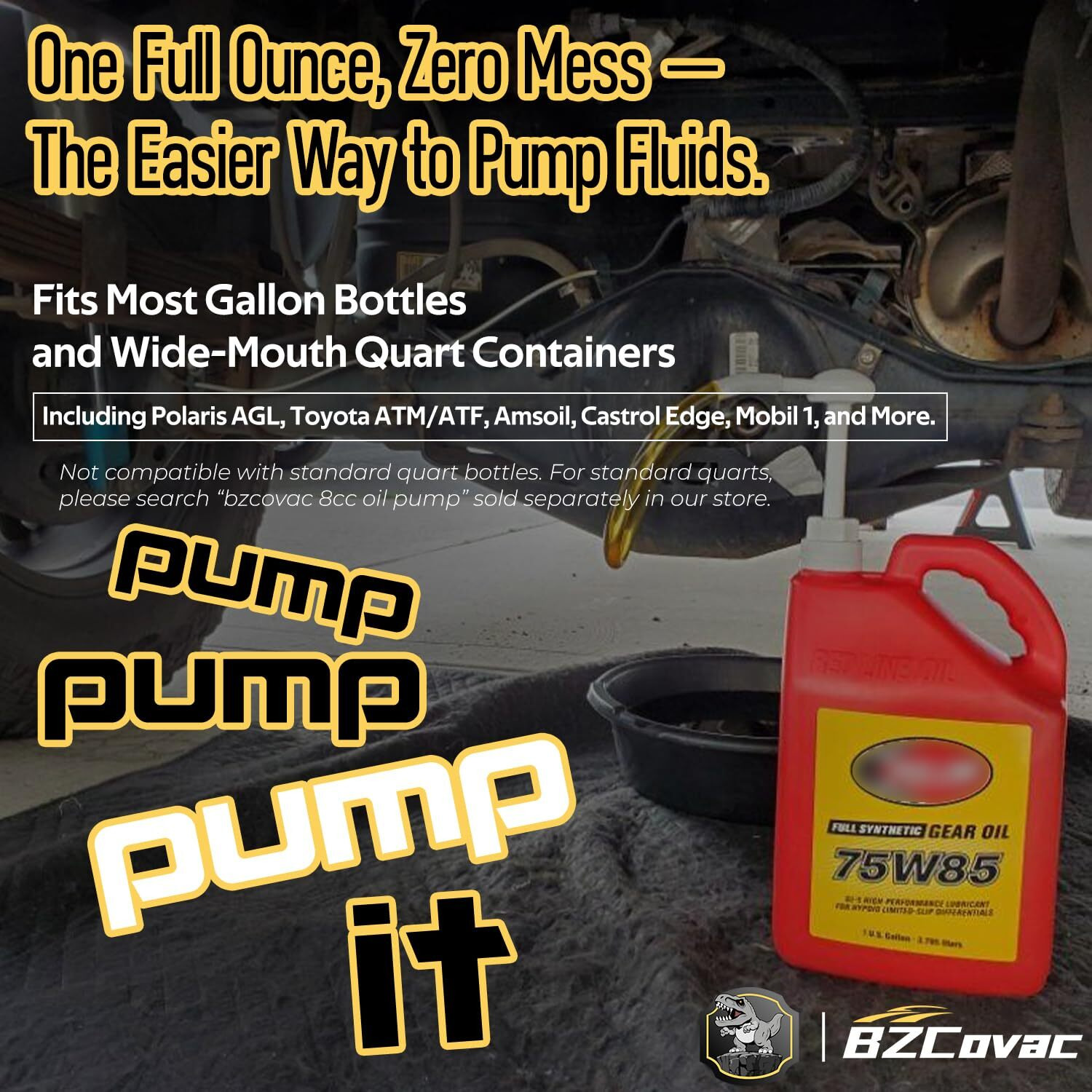 Bzcovac 30Cc Hand Oil Transfer Pump Fluid Pump For Gallon Bottles And Wide-Mouth Quart Bottles - Transfers Gear Oil, Transmission Fluid, Differential Fluid, And Antifreeze