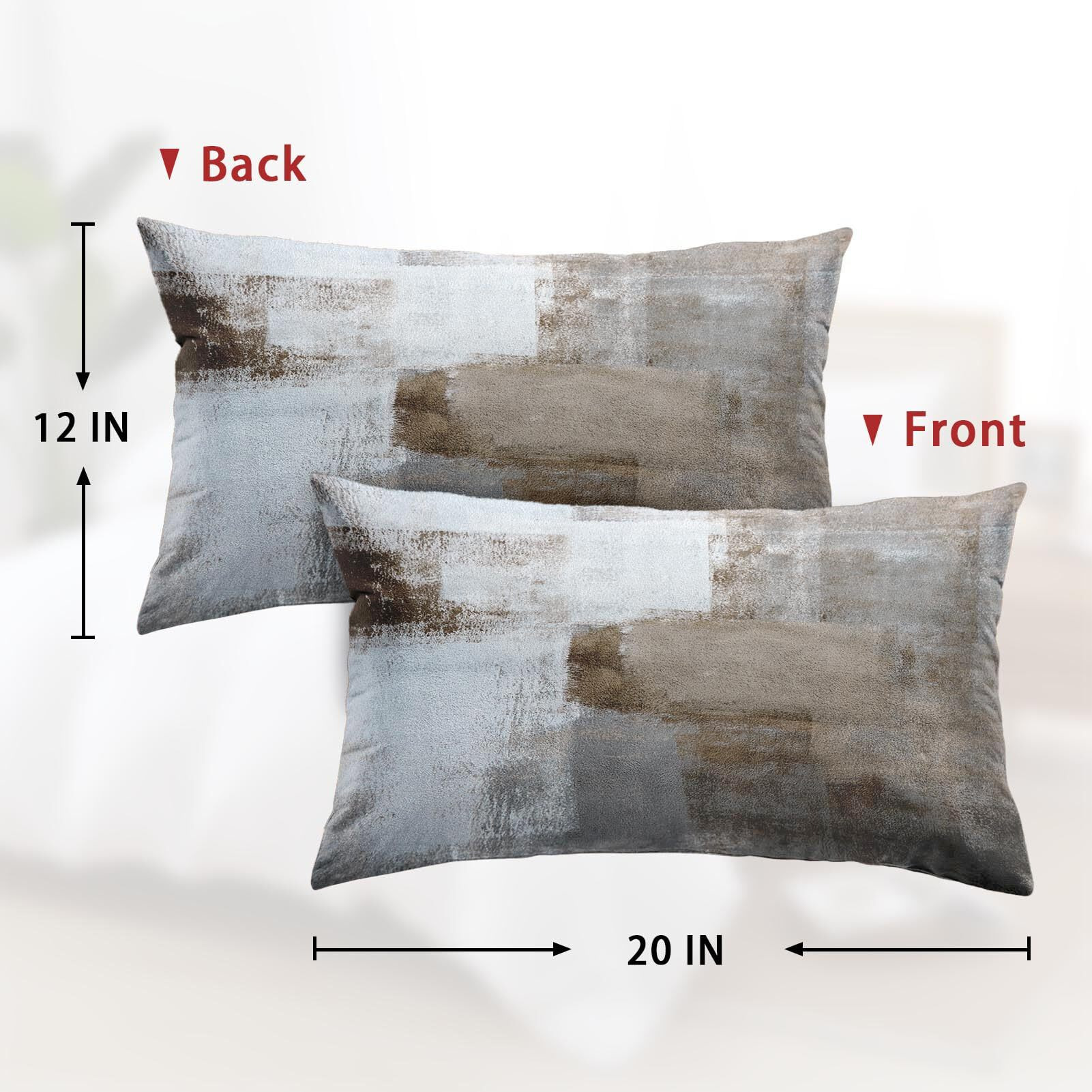 Britimes Throw Pillow Covers Modern Home Art Decor, 12 X 20 Inches Set Of 2 Abstract Oil Painting Pillowcases For Bedroom, Living Room, Cushion Couch Sofa, Beige Home Grey Brown