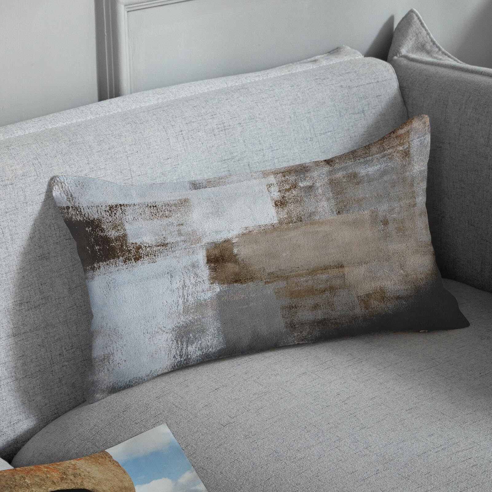 Britimes Throw Pillow Covers Modern Home Art Decor, 12 X 20 Inches Set Of 2 Abstract Oil Painting Pillowcases For Bedroom, Living Room, Cushion Couch Sofa, Beige Home Grey Brown