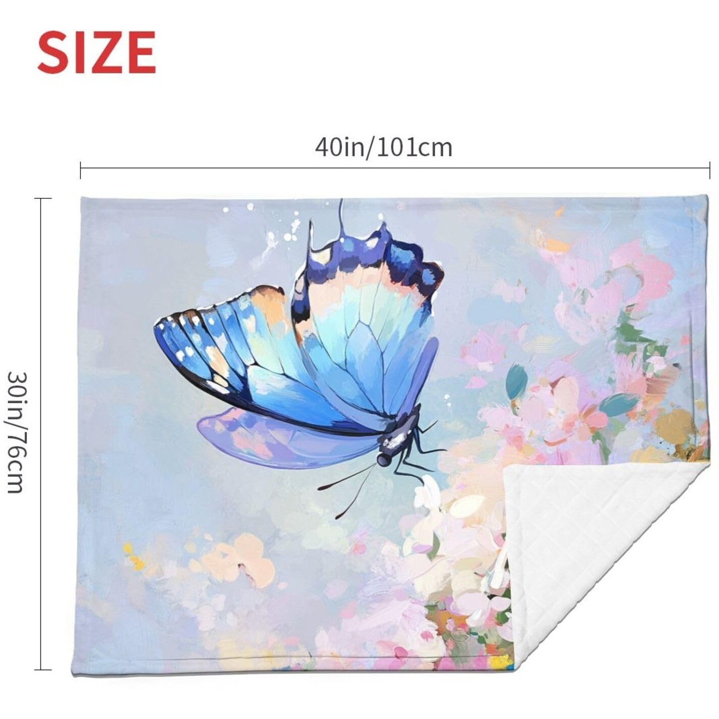 Baby Blanket Butterfly Flower Oil Painting For Boy Girl Newborn 30X40 Inch Toddler Infant Nursery Throw Blankets Double Layer Comfy Soft Plush Stroller Crib Quilt