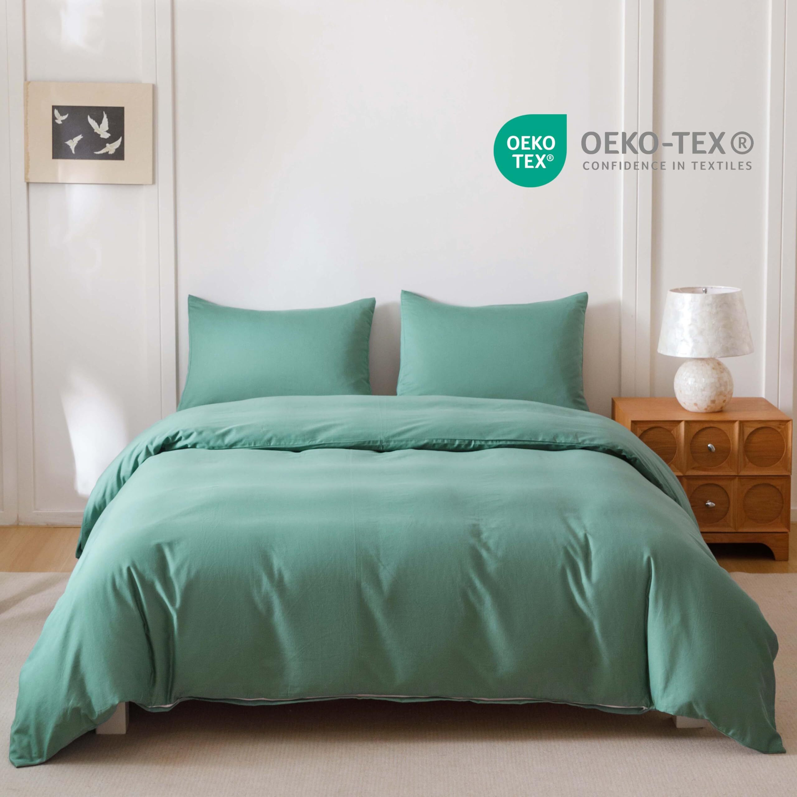 Heimenaogo Egyptian Cotton Duvet Cover Set Queen Size, Ultra Soft And Breathable Comforter Cover With Zipper Closure, High Thread Long Staple Cotton Blanket Cover 3 Pcs (90""  90""), Oil-Blue