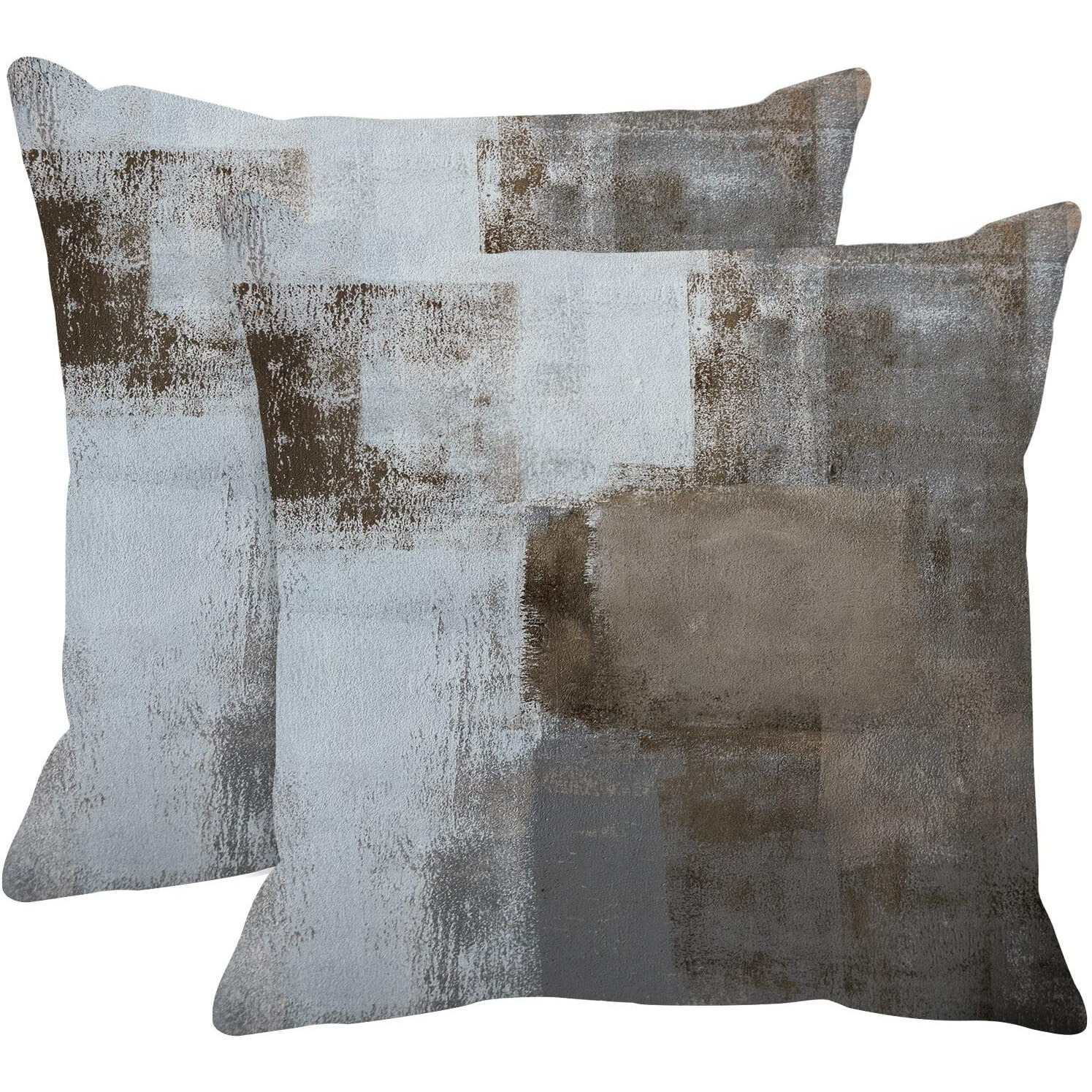 Britimes Throw Pillow Covers Modern Home Art Decor, 16 X 16 Inches Set Of 2 Abstract Oil Painting Pillowcases For Bedroom, Living Room, Cushion Couch Sofa, Beige Home Grey Brown