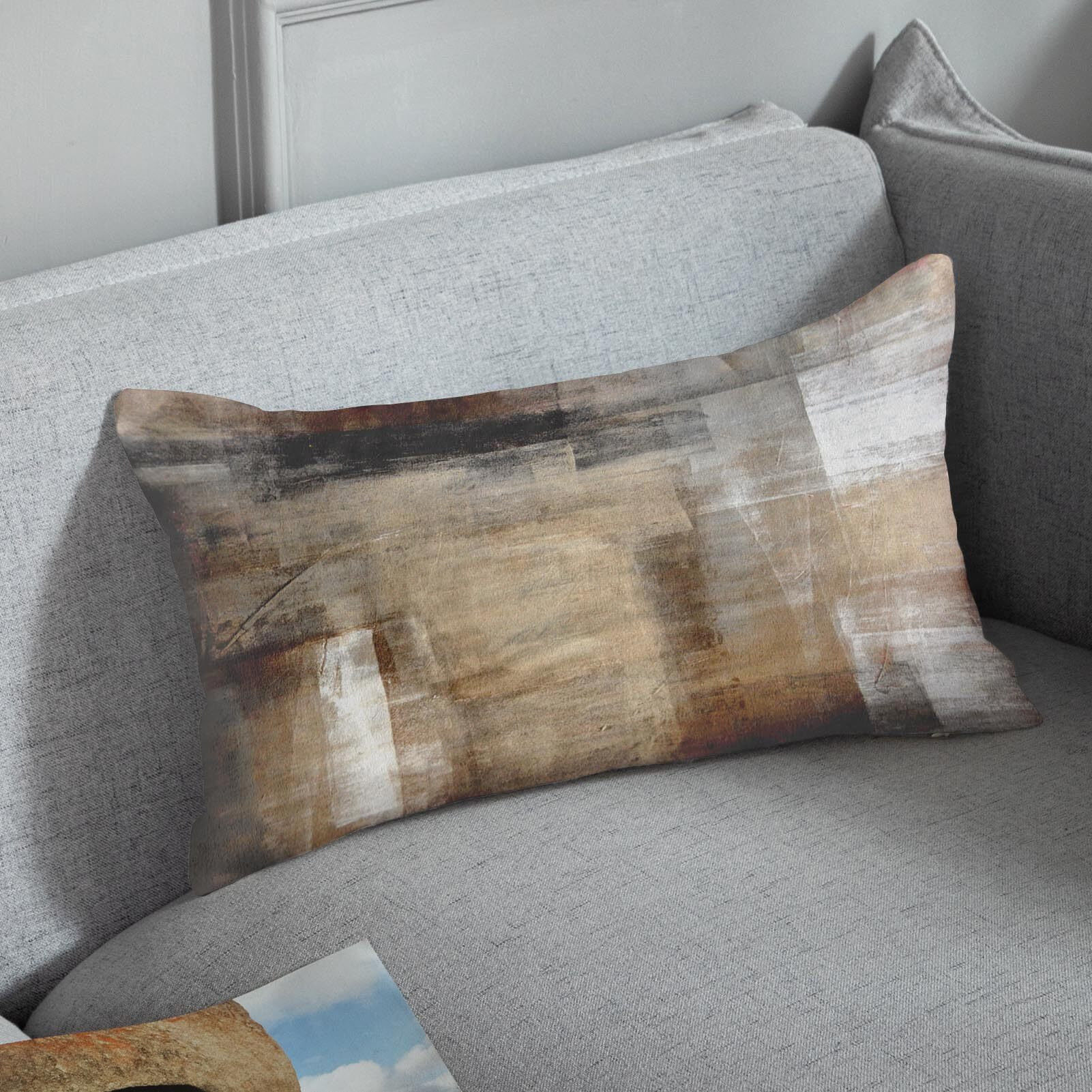 Britimes Throw Pillow Covers Modern Home Art Decor, 12 X 20 Inches Set Of 2 Pillow Cases Decorative, Abstract Oil Painting Pillowcases For Bedroom, Living Room, Taupe Tan Grey Brown Beige