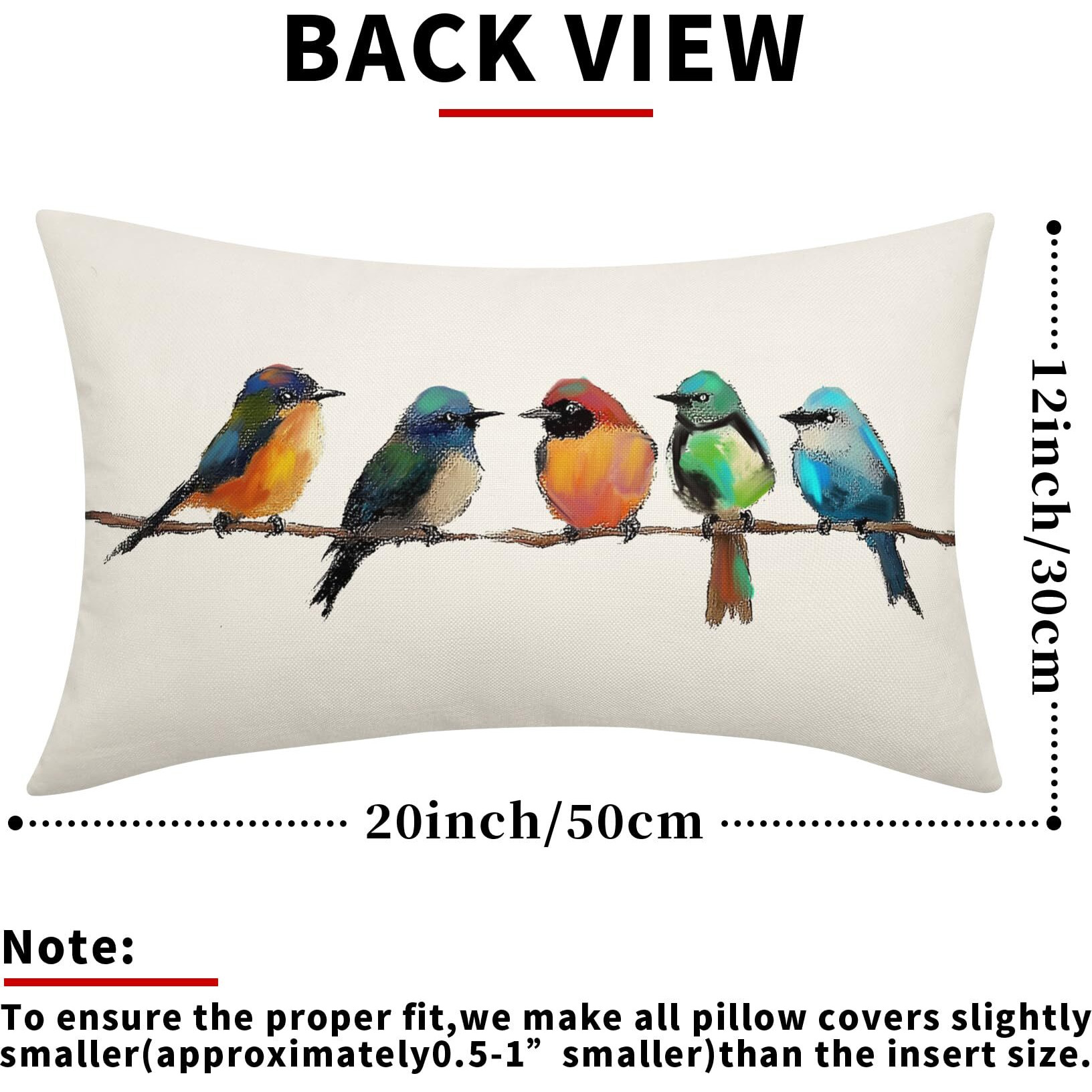 Oil Painting Bird Lumbar Lumbar Pillow Covers 12X20 Inch Set Of 2 Rustic Spring Summer Cute Bird Throw Pillow Cases Outdoor Linen Square Cushion Cover Farmhouse Decor For Bedroom Home Sofa Couch Bed