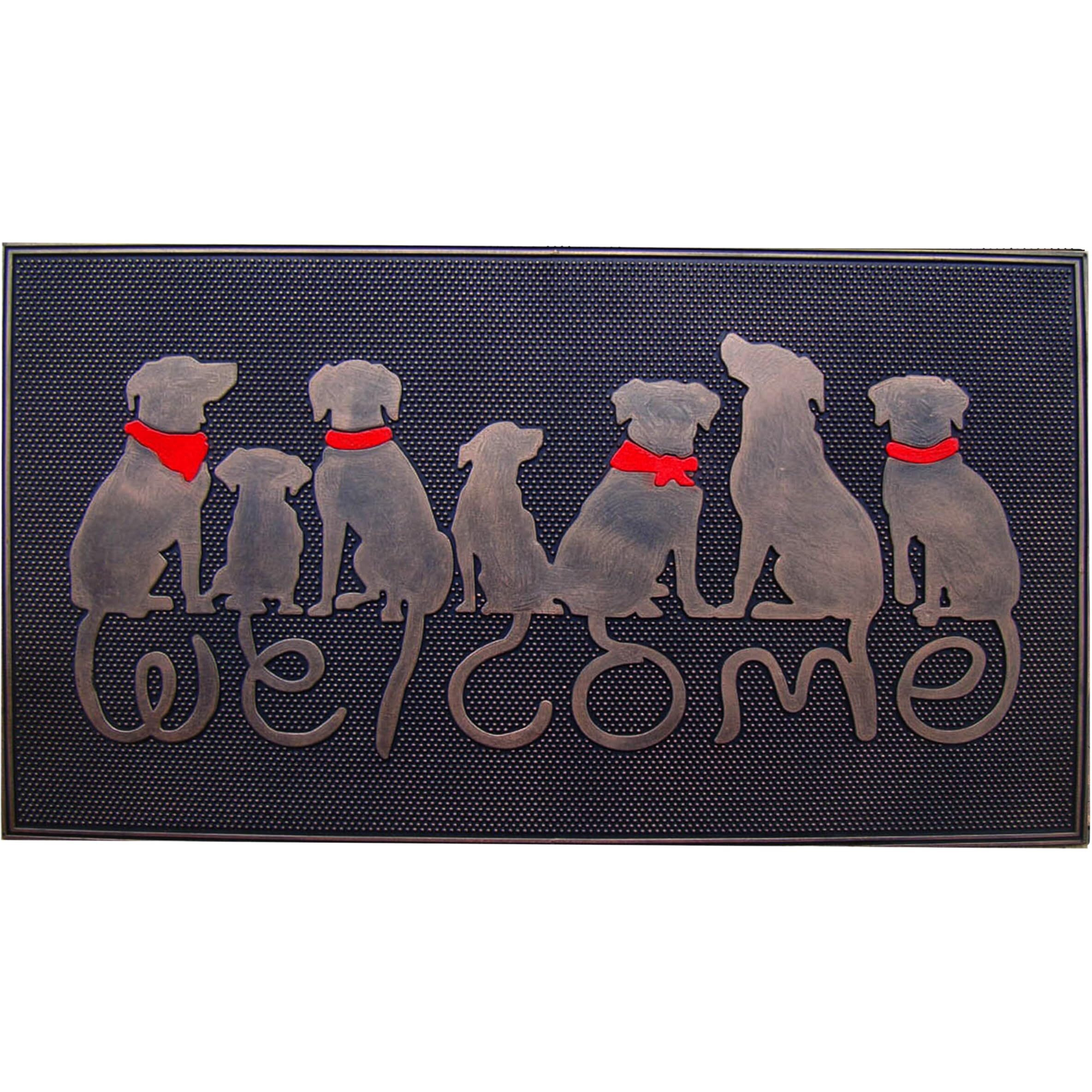 A1Hc First Impression Non-Slip, Durable Heavy Rubber Grill Doormat Oil Rub Chrome Finish 18"" X 30"", Welcome Mats For Front Door Non-Slip Backing Rubber Doormat For Indoor Outdoor Use