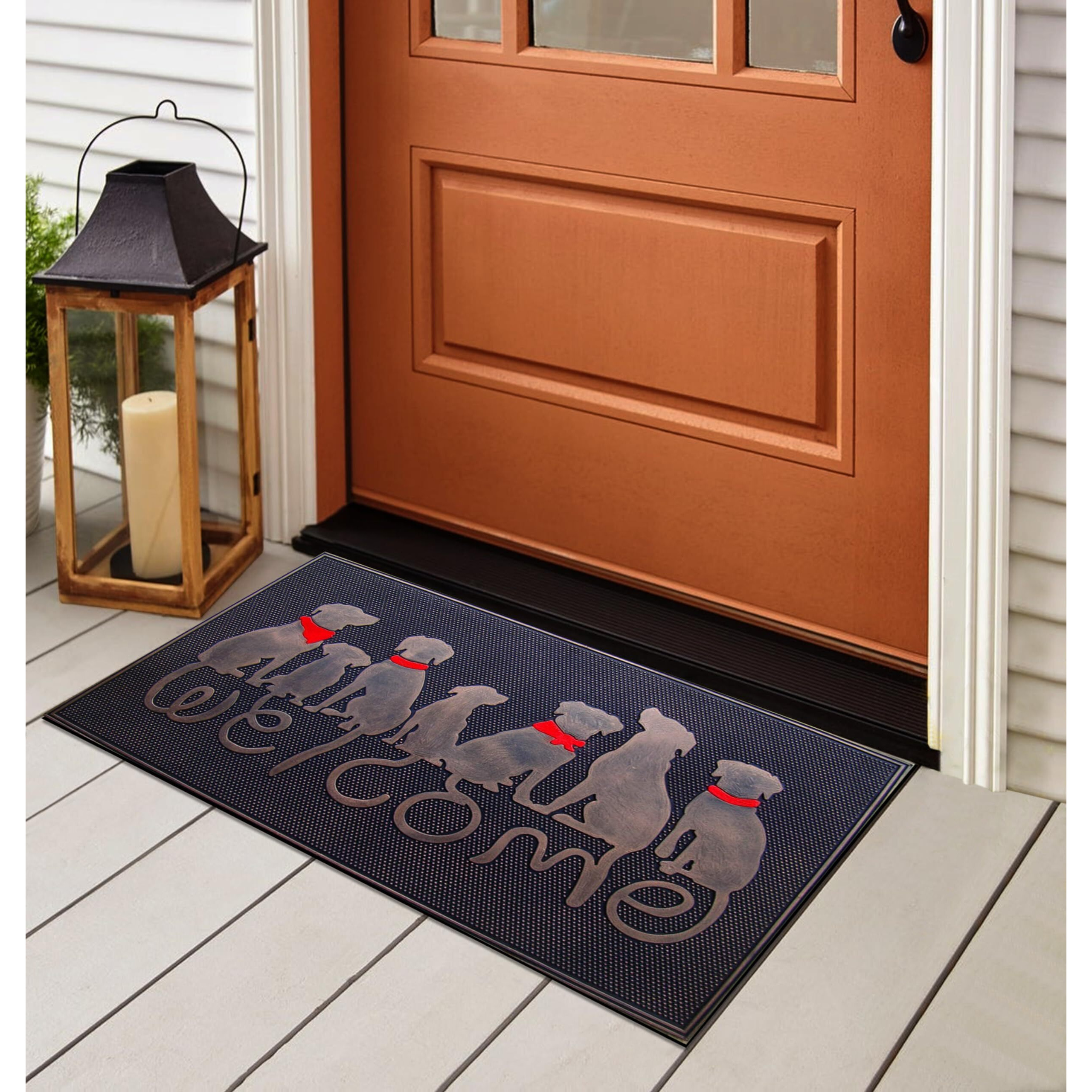 A1Hc First Impression Non-Slip, Durable Heavy Rubber Grill Doormat Oil Rub Chrome Finish 18"" X 30"", Welcome Mats For Front Door Non-Slip Backing Rubber Doormat For Indoor Outdoor Use