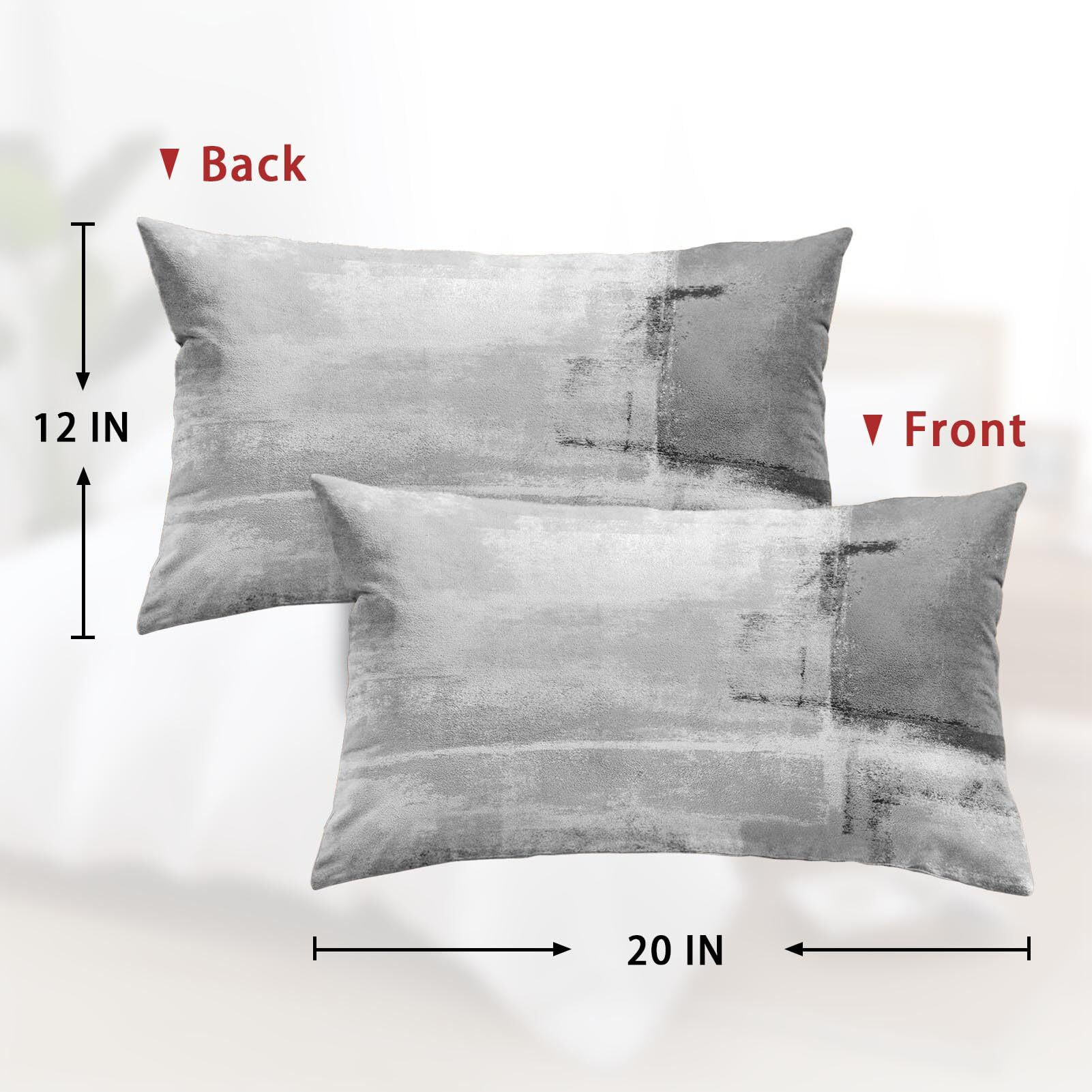 Britimes Throw Pillow Covers Modern Home Art Decor, 12 X 20 Inches Set Of 2 Abstract Oil Painting Pillowcases For Bedroom, Living Room, Cushion Couch Sofa, Abstract White Grey